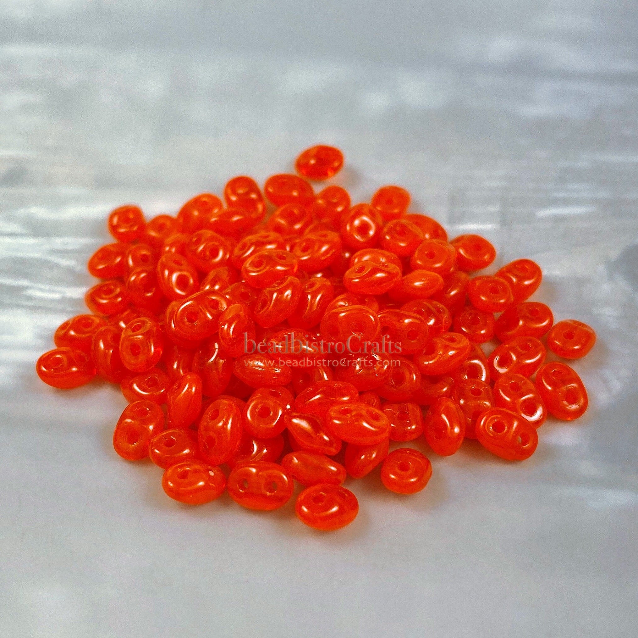 10g Czech SuperDuo 2 hole beads  * Hyacinth Orange OPAL - 2.5x5mm