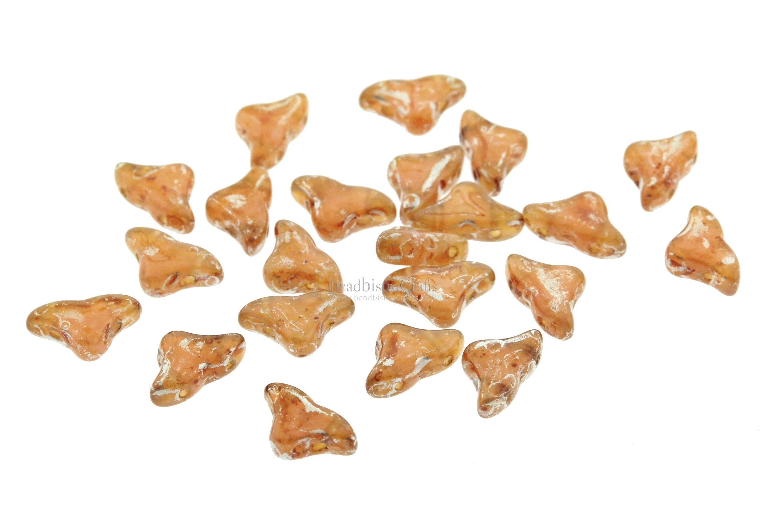 30pcs Czech HELIOS® Par Puca® beads - 2 hole beads - Rose Peach Opal NEW PICASSO - 6x10mm