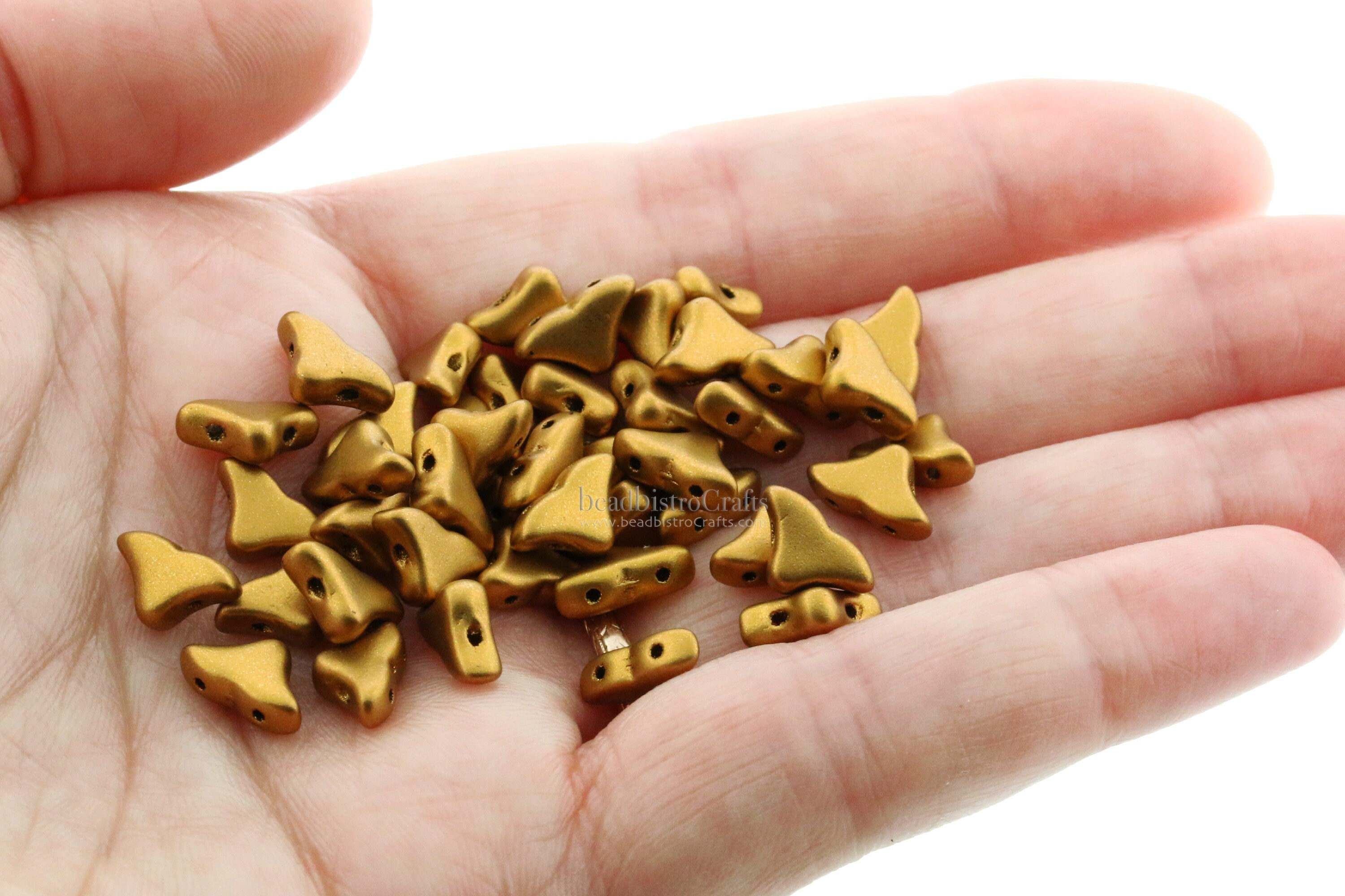 30pcs Czech HELIOS® Par Puca® beads - 2 hole beads - BRONZE GOLD Matte - 6x10mm