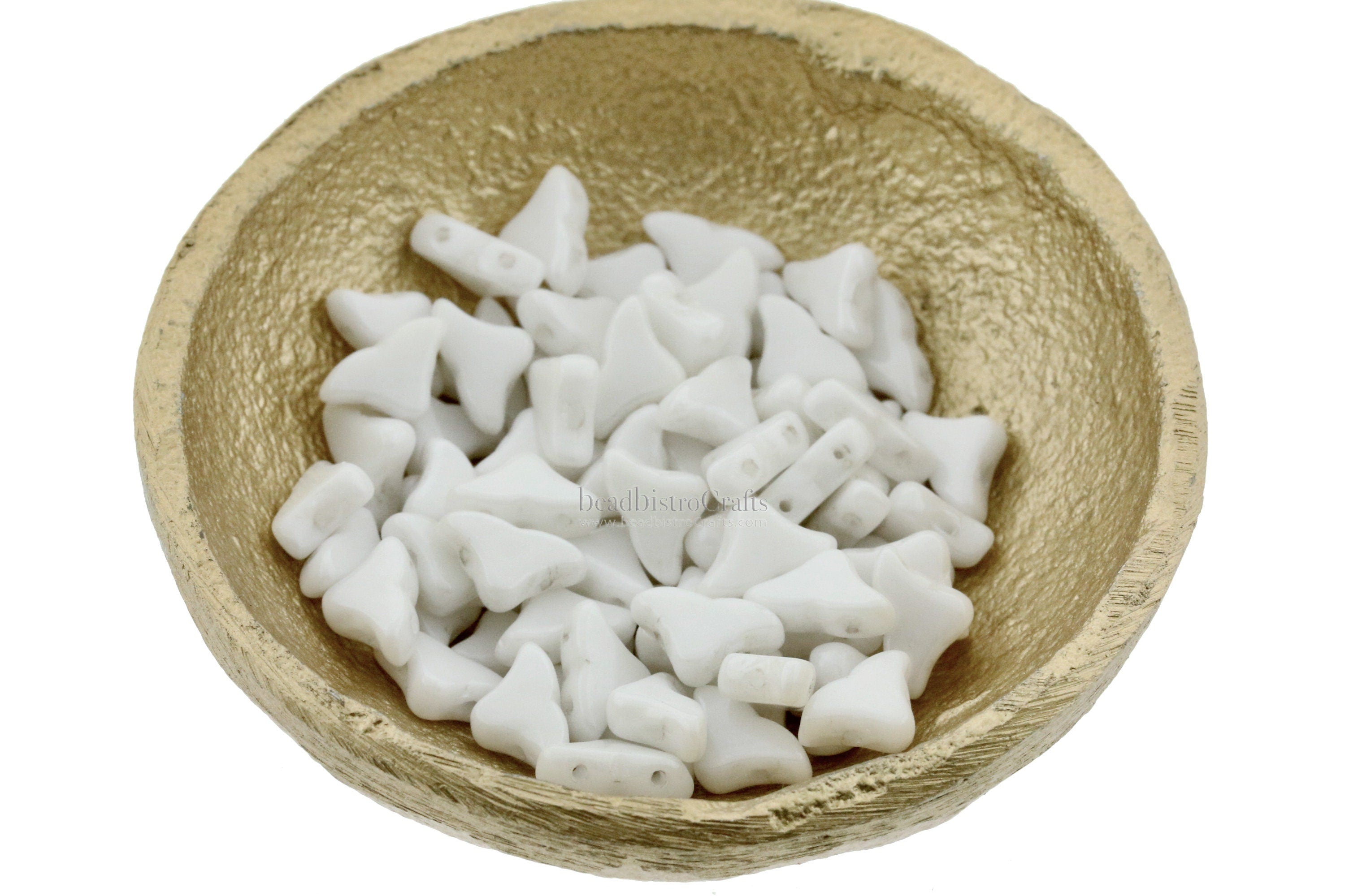 30pcs Czech HELIOS® Par Puca® beads - 2 hole beads - Opaque Chalk White CERAMIC-LOOK - 6x10mm