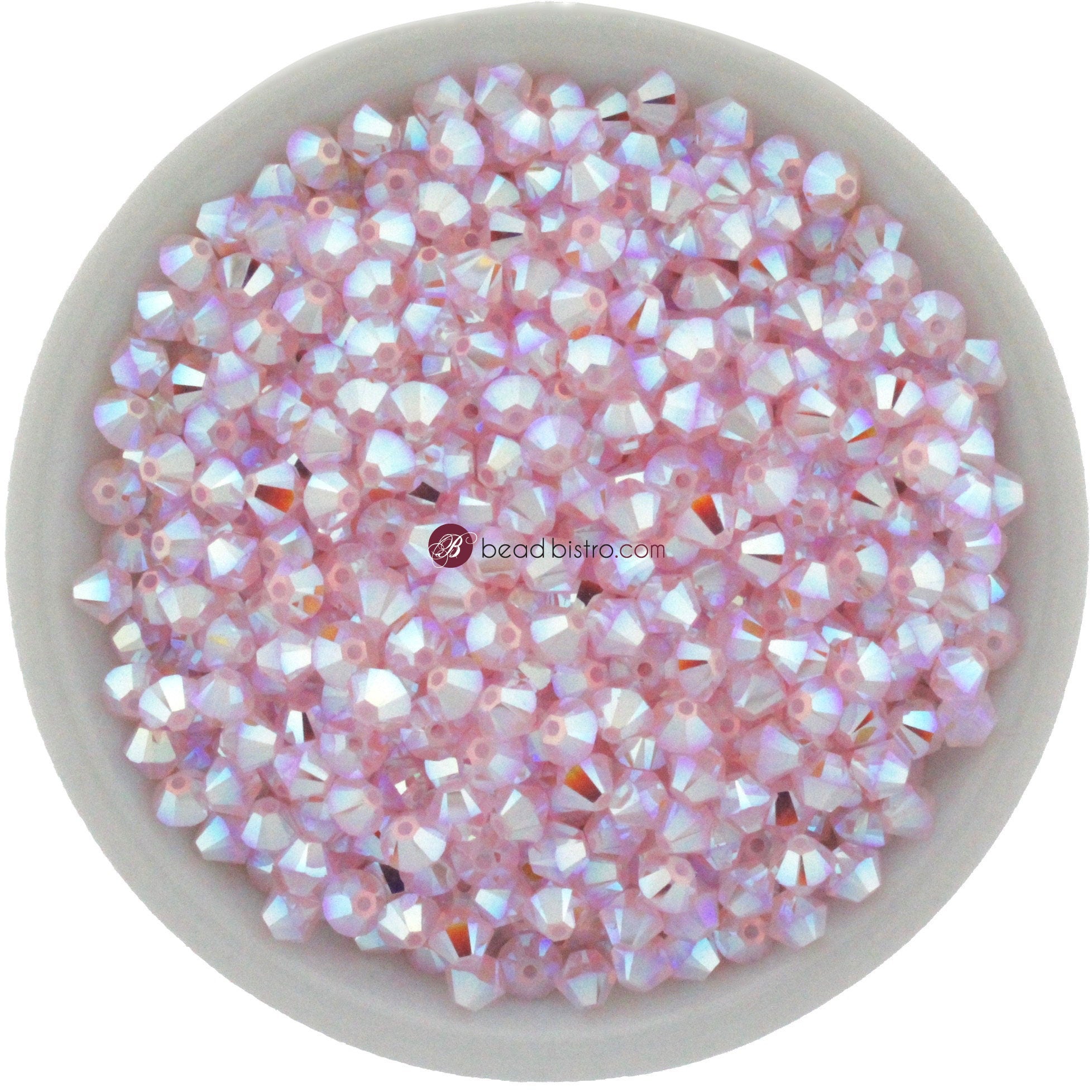 Preciosa Bicones Rose Opal AB2X 3mm, 4mm, 6mm Crystal Bicones