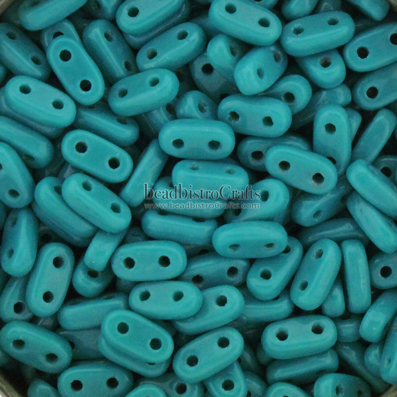 CzechMates 2 hole Bar Beads - 10g (~120pcs) Shim bar Beads Opaque Persian Turquoise - 6x2mm