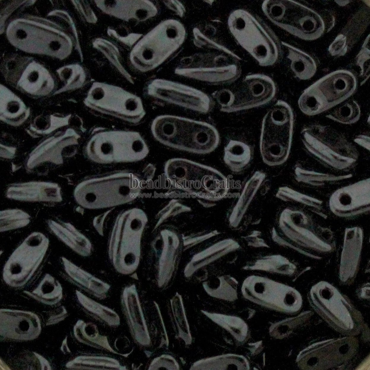 CzechMates 2 hole Bar Beads - 10g (~120pcs) Shim bar Beads Opaque JET Black - 6x2mm