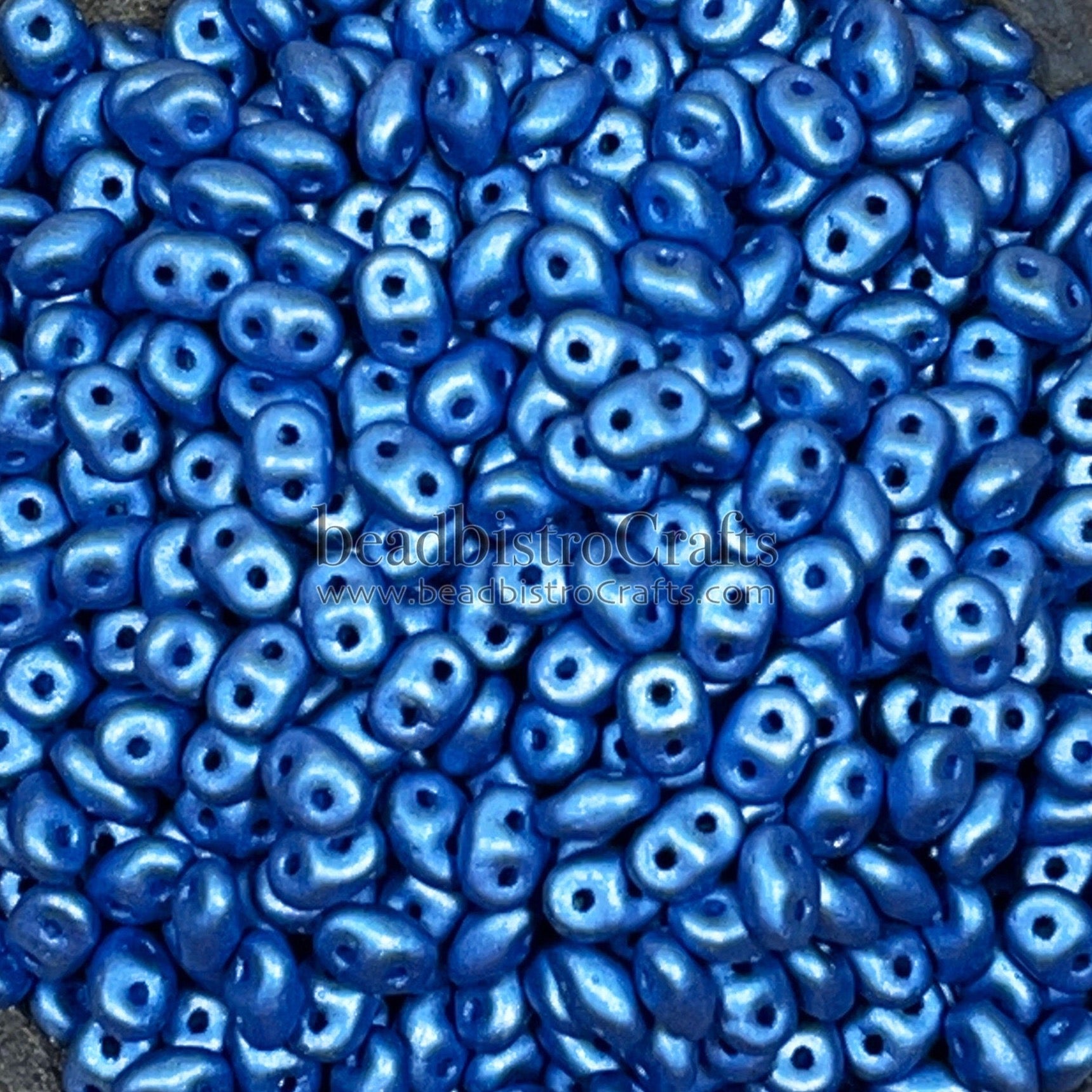 20g Czech SuperDuo 2 hole beads - * METALLIC Icy SEA Blue - 2.5x5mm