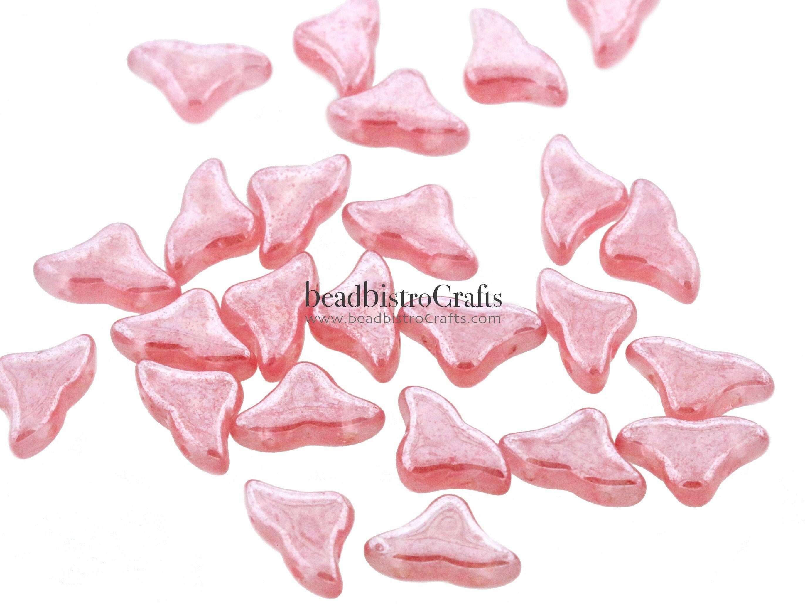 30pcs Czech HELIOS® Par Puca® beads - 2 hole beads - Rose Opal LUSTER - 6x10mm
