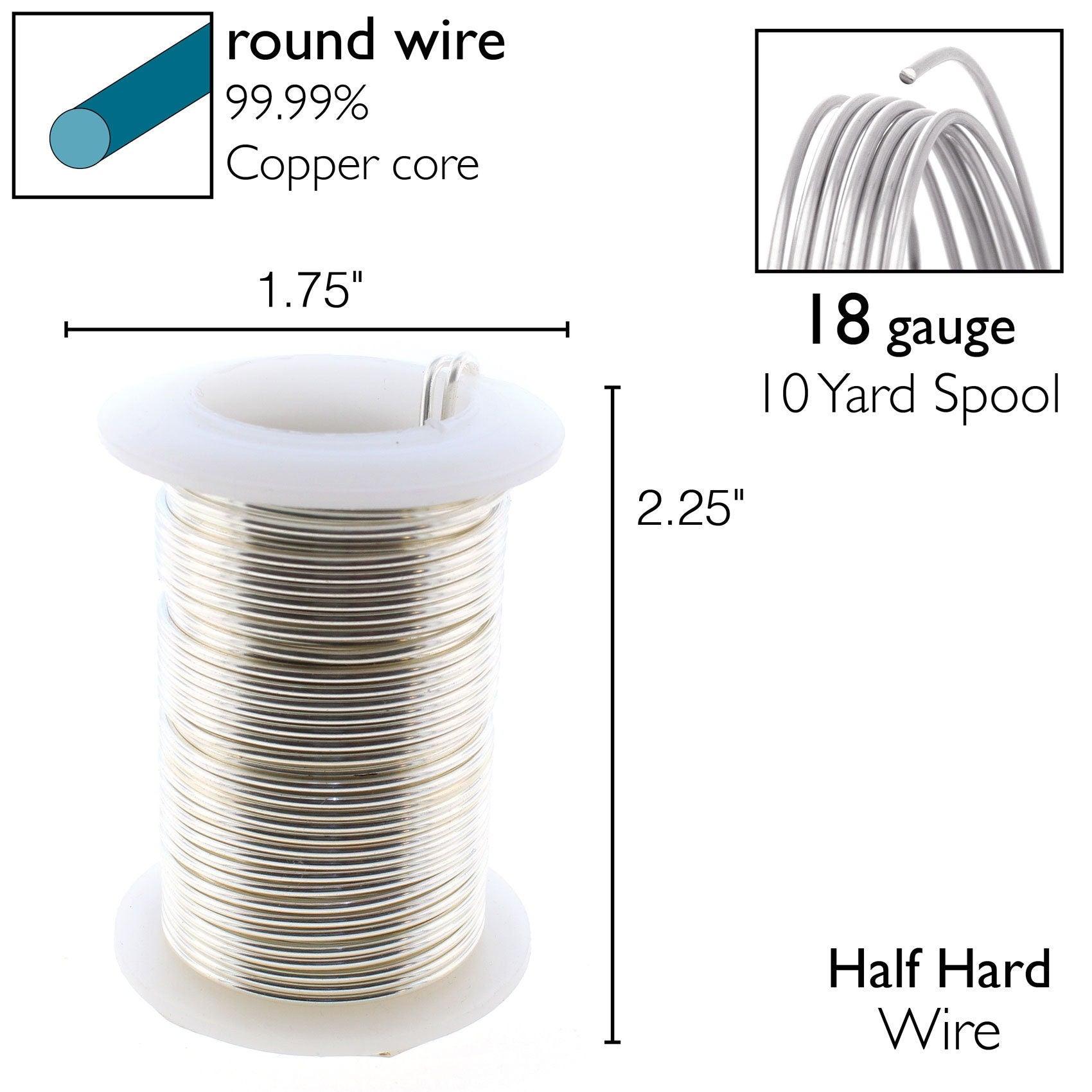 Silver Plated BeadSmith 18 Gauge Tarnish-Resistant Craft Wire ~ Wire Elements