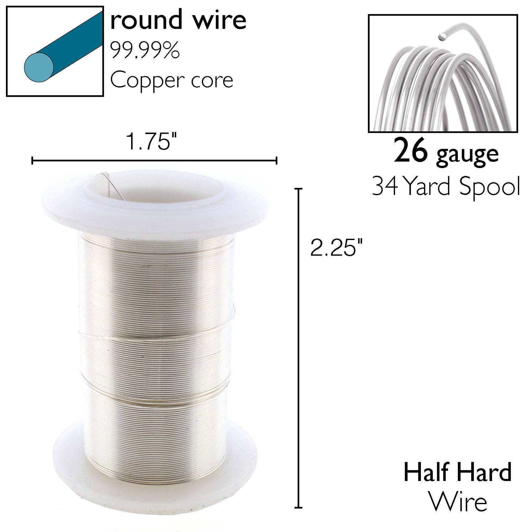 Silver Plated BeadSmith 26 Gauge Tarnish-Resistant Silver Craft Wire ~ Wire Elements