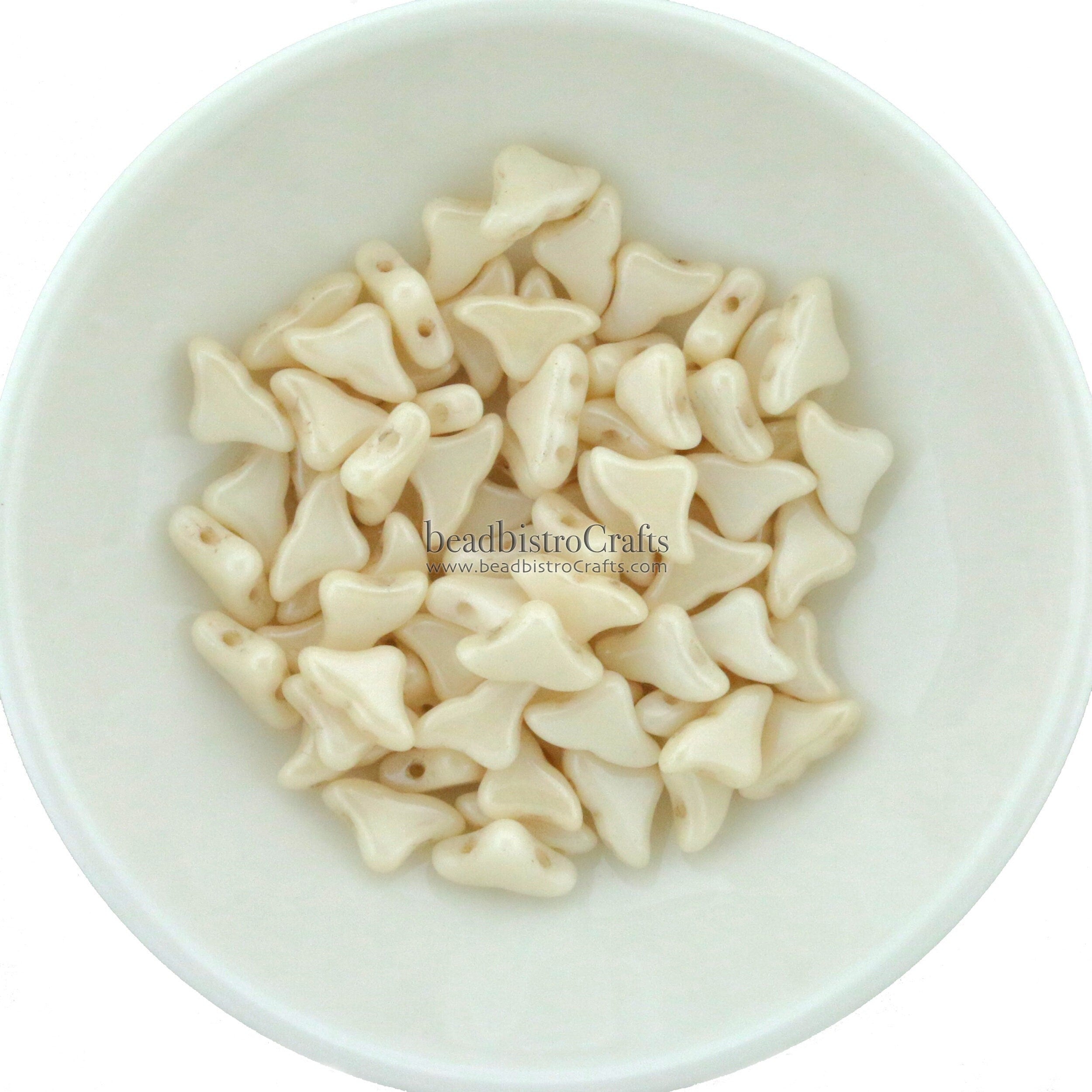 30pcs Czech HELIOS® Par Puca® beads - 2 hole beads - Opaque Chalk CHAMPAGNE LUSTER - 6x10mm