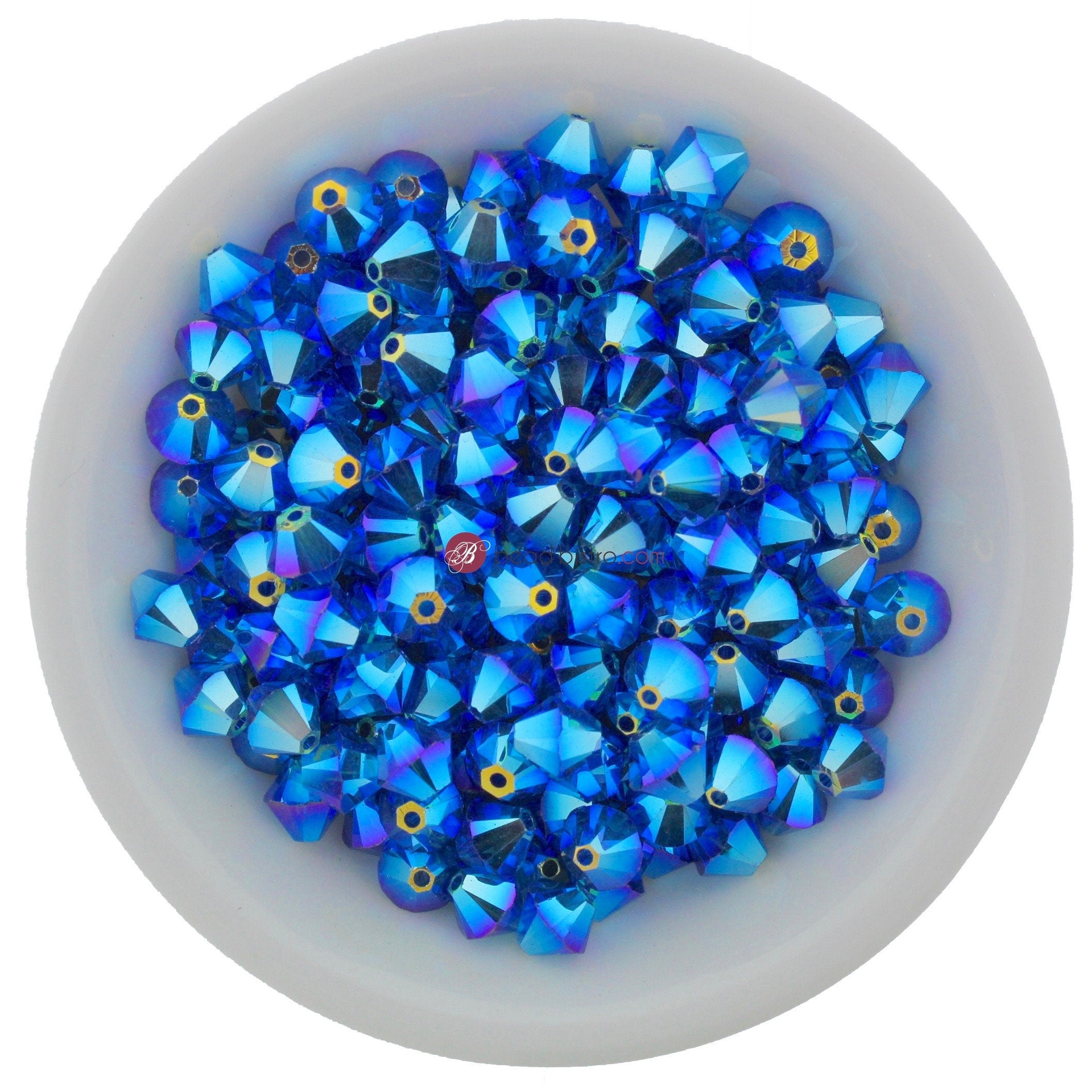 Capri Blue AB2X 3mm, 4mm, 6mm Preciosa Crystal Bicones