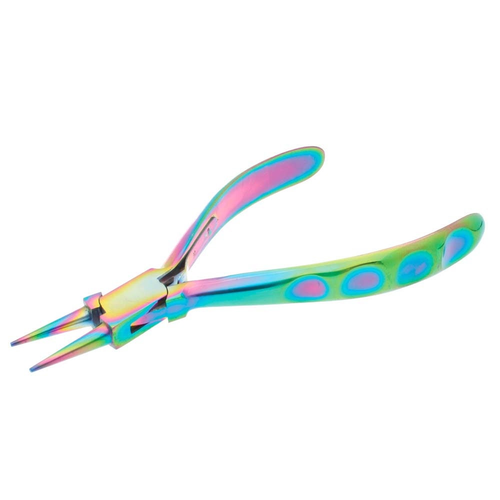 Chroma Series Round Nose Plier tool for jewelry making, Hardened Stainless-Steel head, contoured comfort grip handle and double-leaf spring,