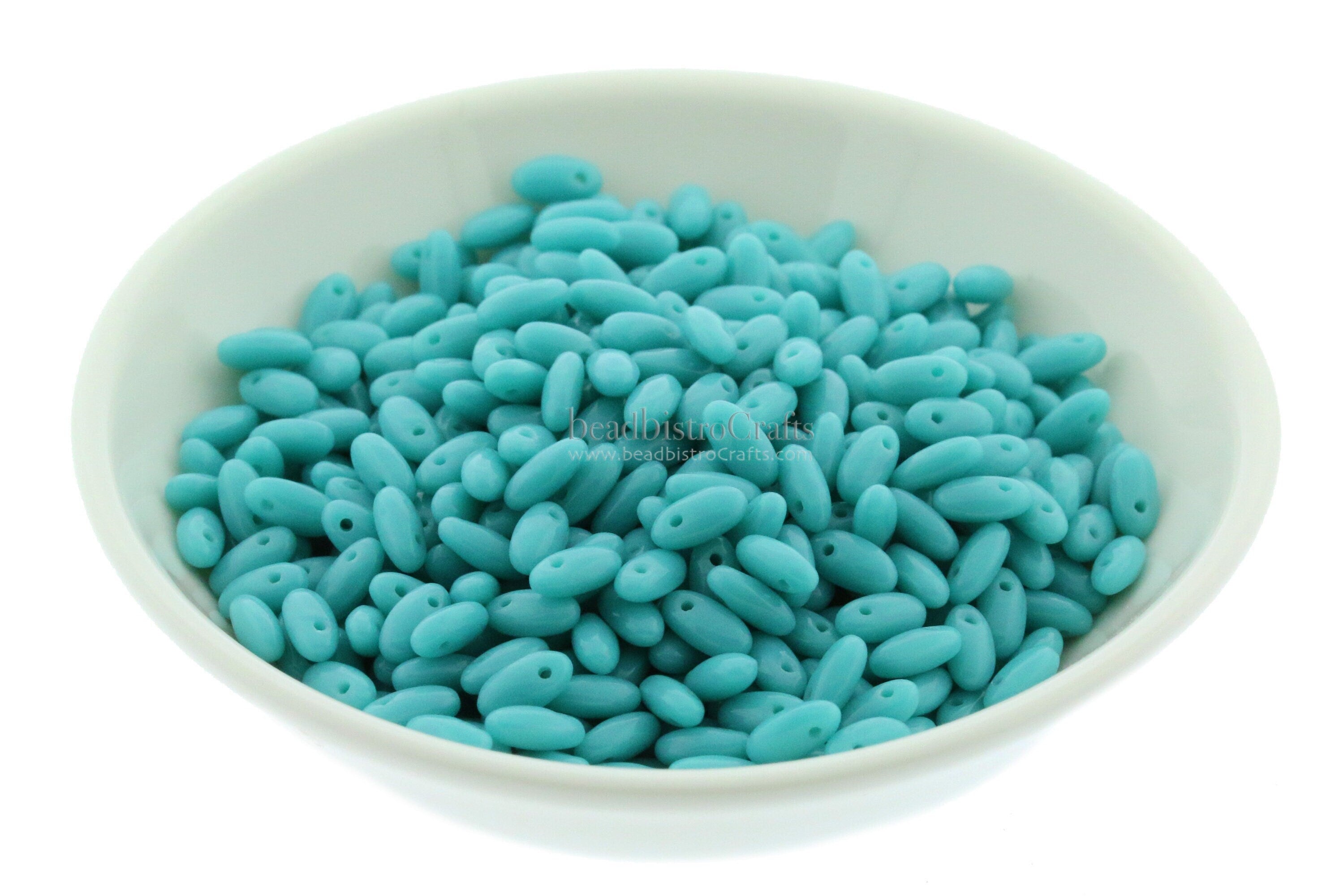 10g Czech RIZO beads - Opaque Turquoise JADE - Rizo drop beads - top drilled - 2.5x6mm