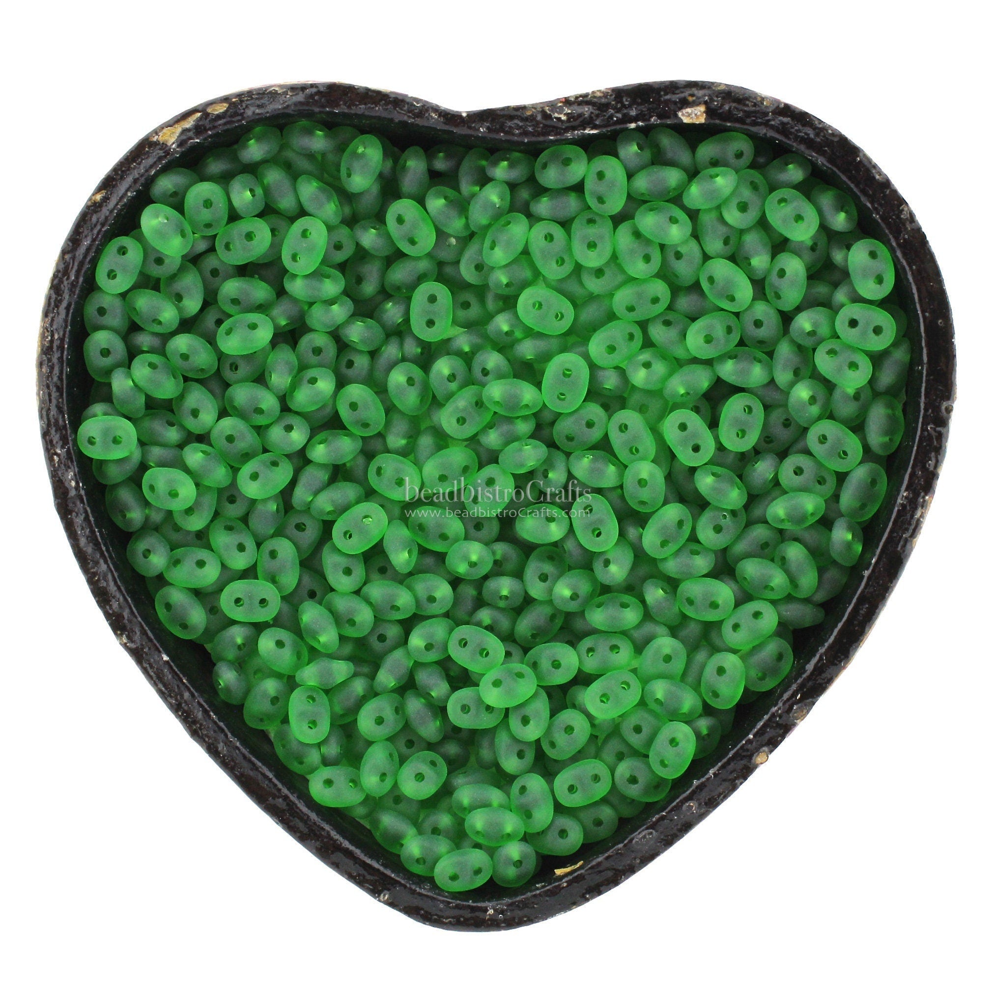 20g Czech SuperDuo 2 hole beads - Chrysolite MATTE - 2.5x5mm