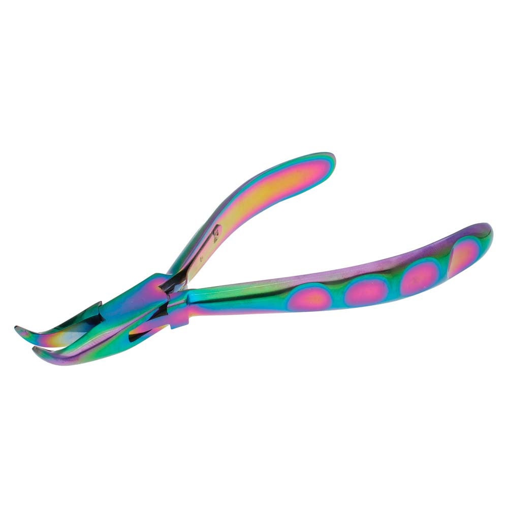 Chroma Series Bent Chain Nose Plier, Stainless-Steel Head, Rainbow Titanium Coating, Contoured Comfort Grip Handle and Double-Leaf Spring