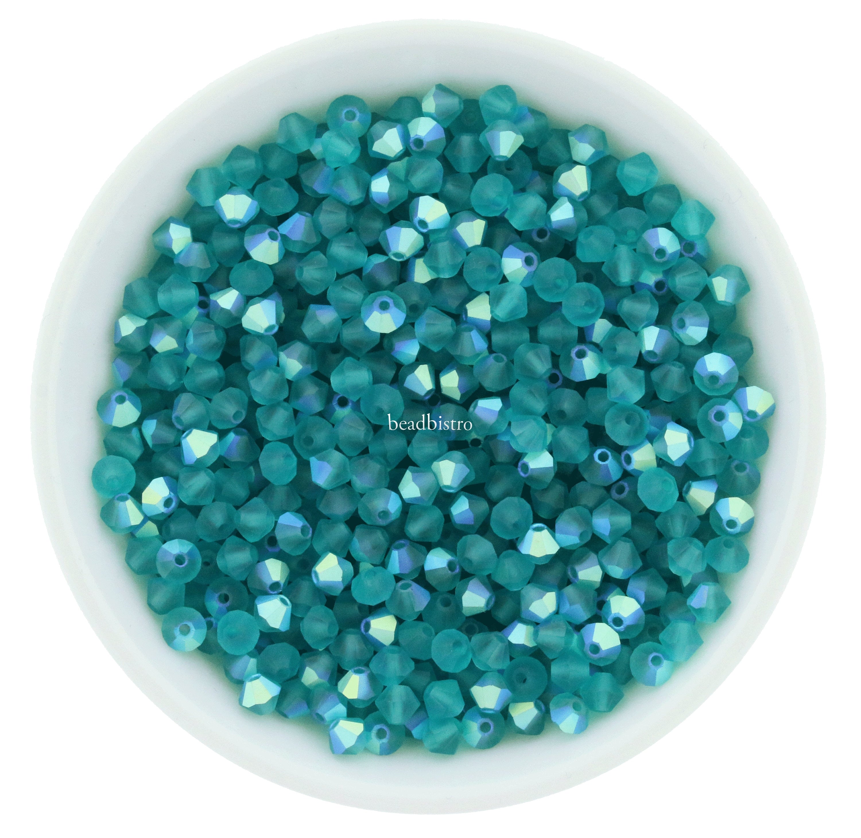 Preciosa Bicones Blue Zircon AB Matte 3mm, 4mm, 6mm Crystal Bicones