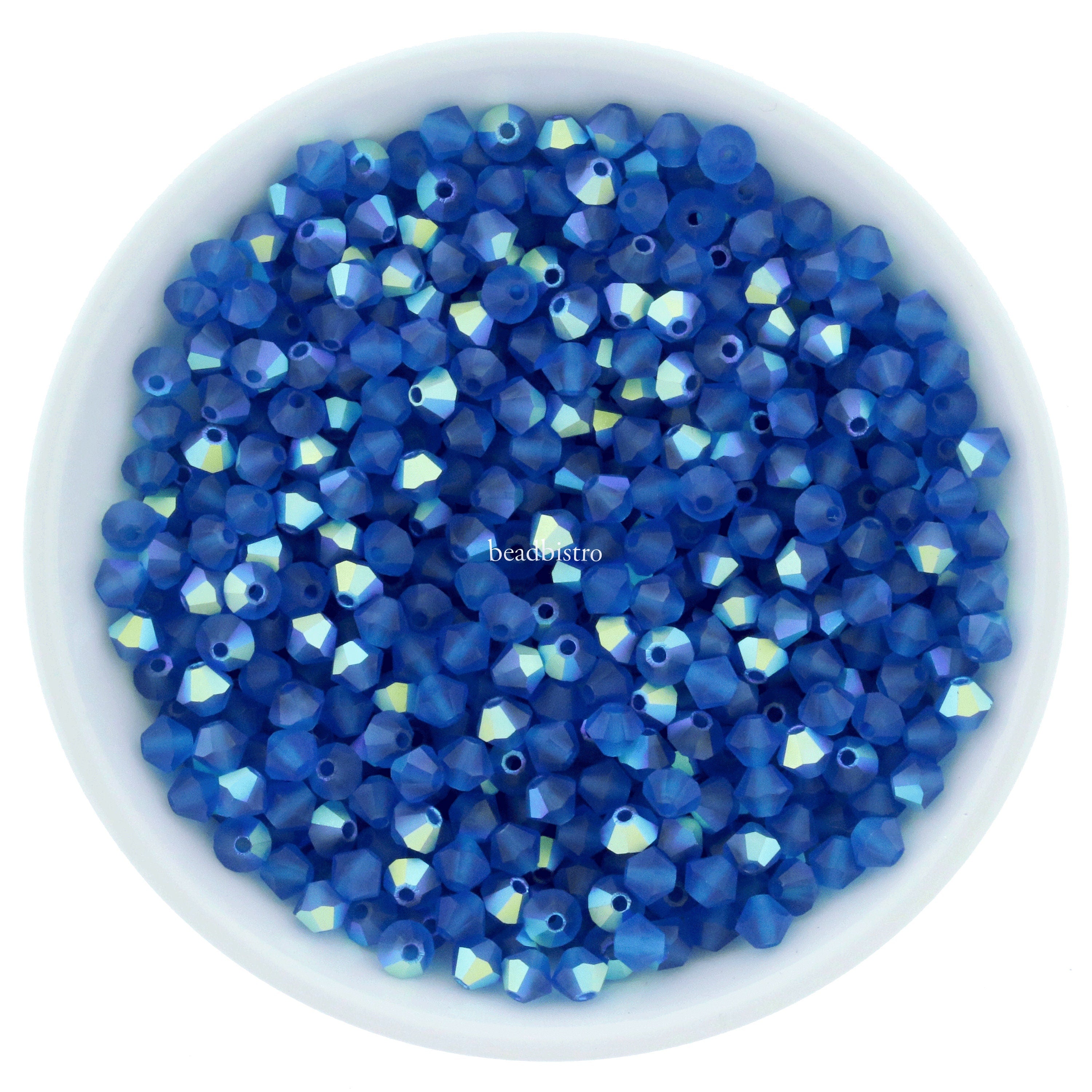 Preciosa Bicones Capri Blue AB Matte 3mm, 4mm, 6mm Crystal Bicones