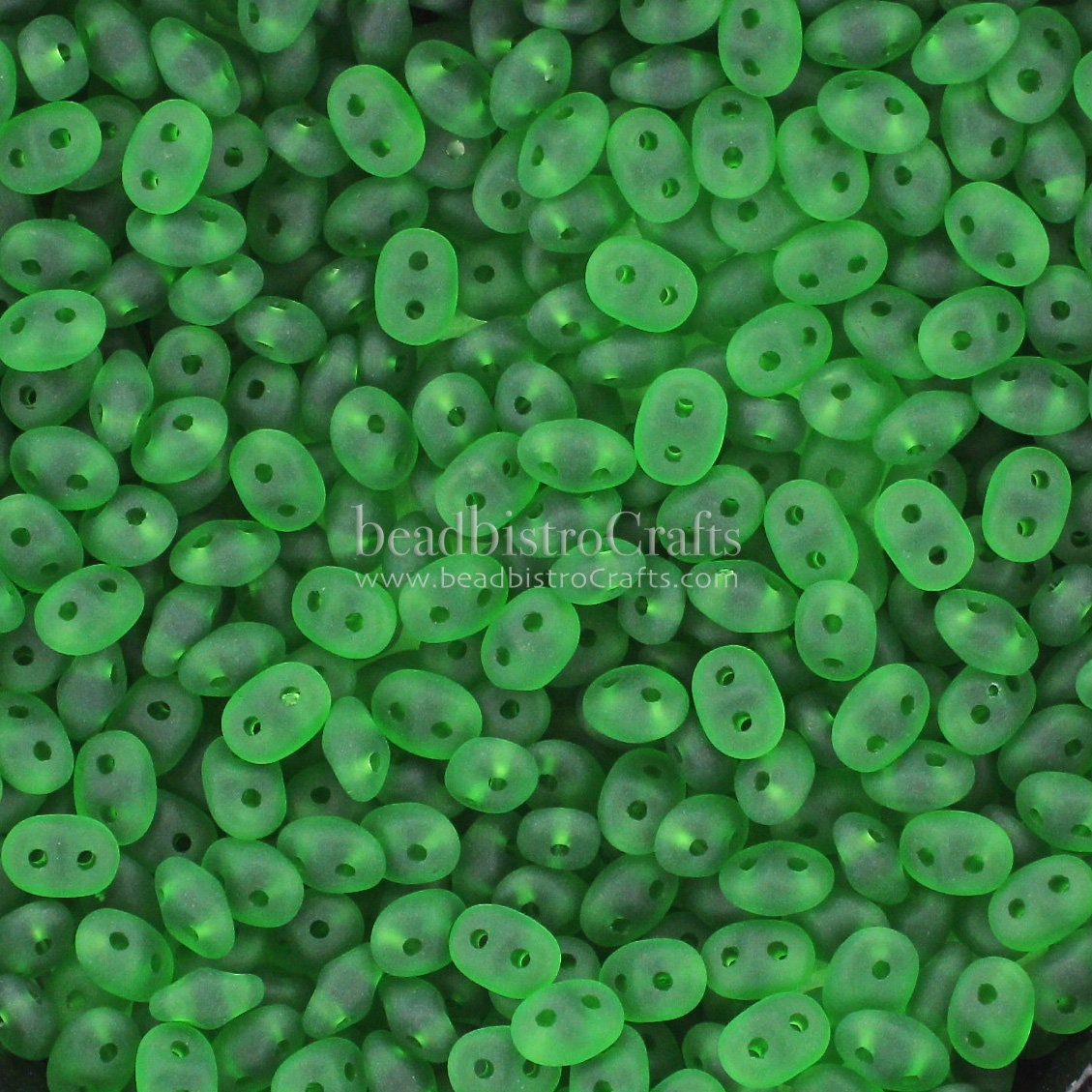 20g Czech SuperDuo 2 hole beads - Chrysolite MATTE - 2.5x5mm