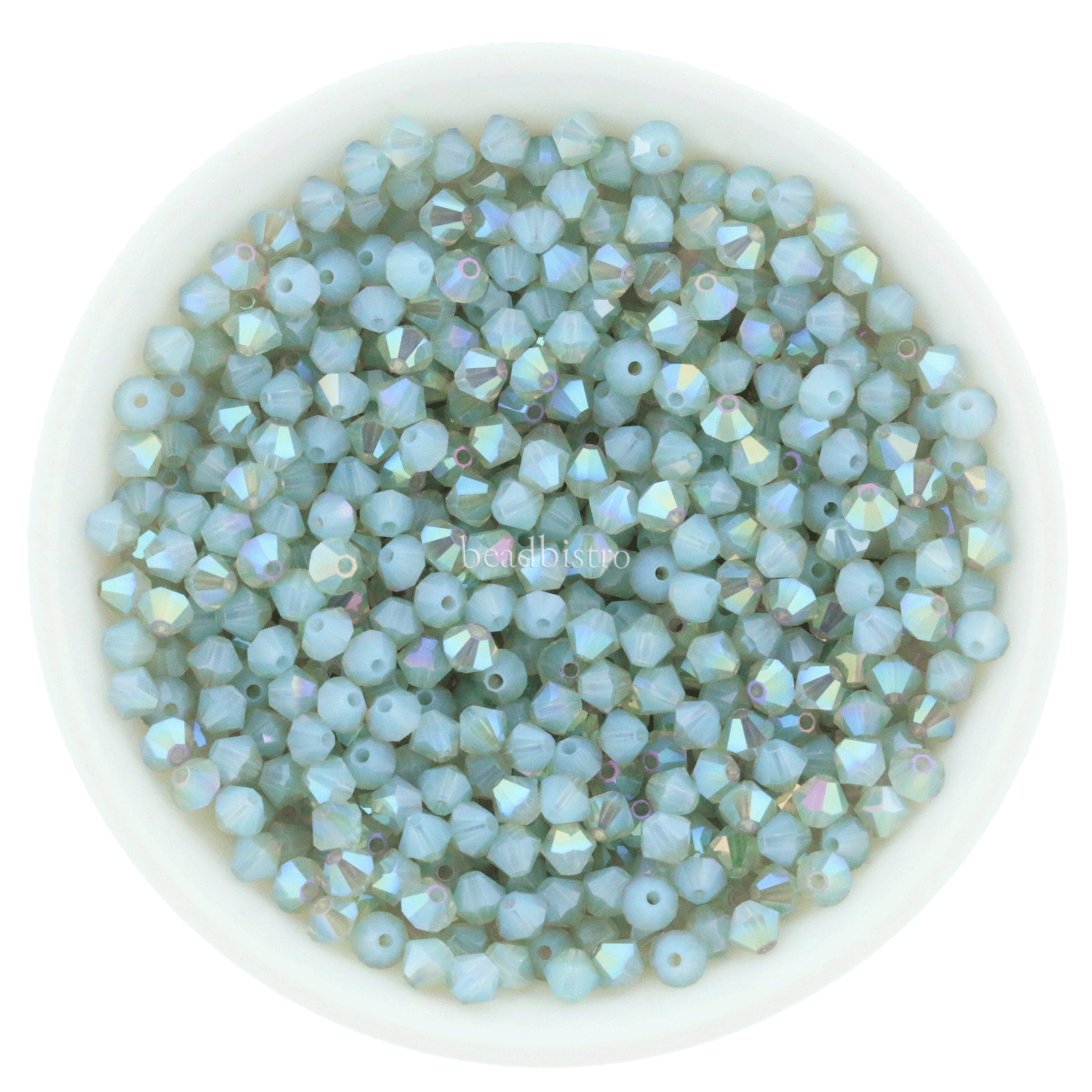 Preciosa Bicones Chrysolite Opal Celadon 3mm, 4mm, 6mm Crystal Bicones