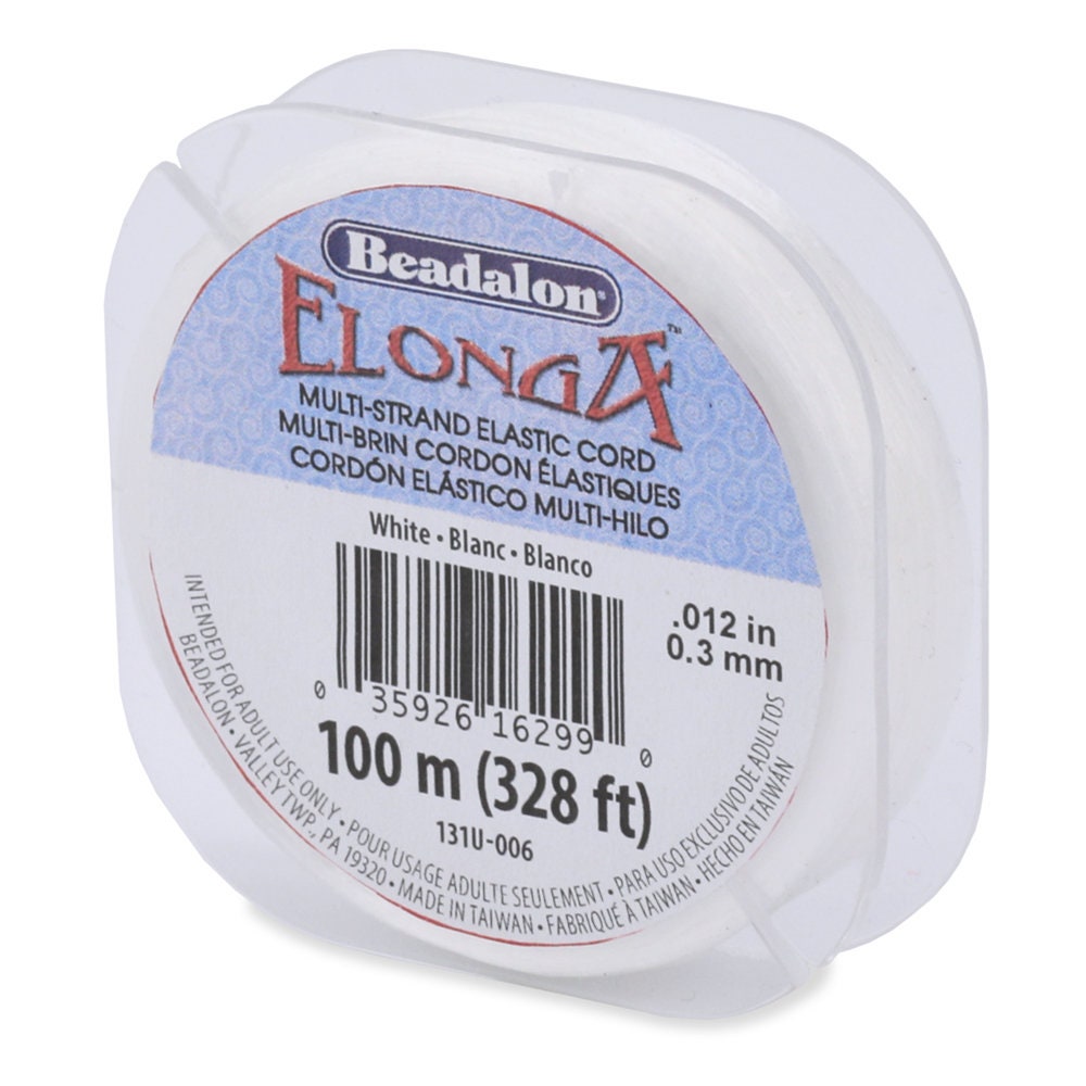 328ft (100m) Spool - White ELONGA 0.3mm Multi-Strand Elastic Cord by Beadalon ~ 328ft (100m)