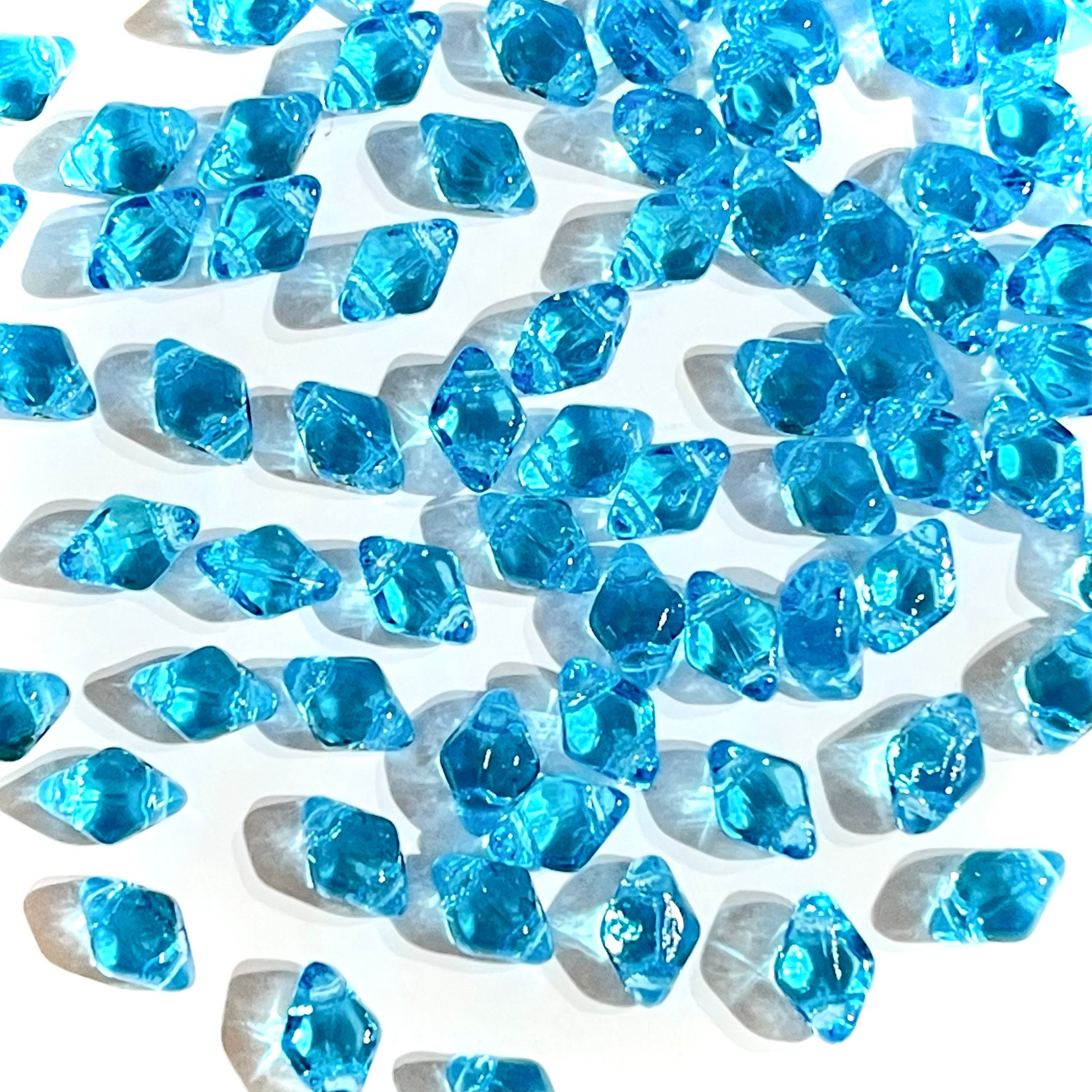 120pcs Czech MINI GemDuo beads - 2 hole beads - Aquamarine - 6x4mm