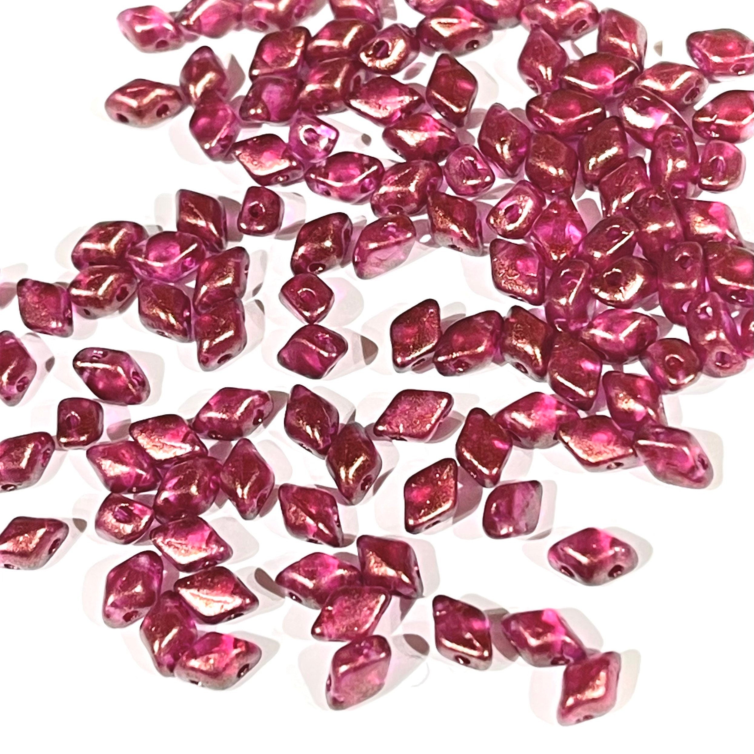 120pcs Czech MINI GemDuo beads - 2 hole beads - Crystal HALO French ROSE - 6x4mm