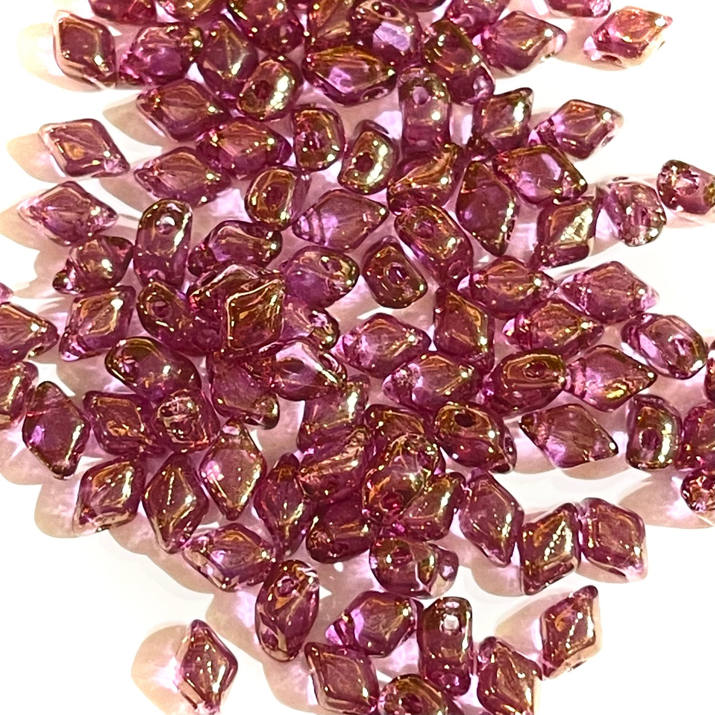 120pcs Czech MINI GemDuo beads - 2 hole beads - Crystal VIOLET LUSTER - 6x4mm