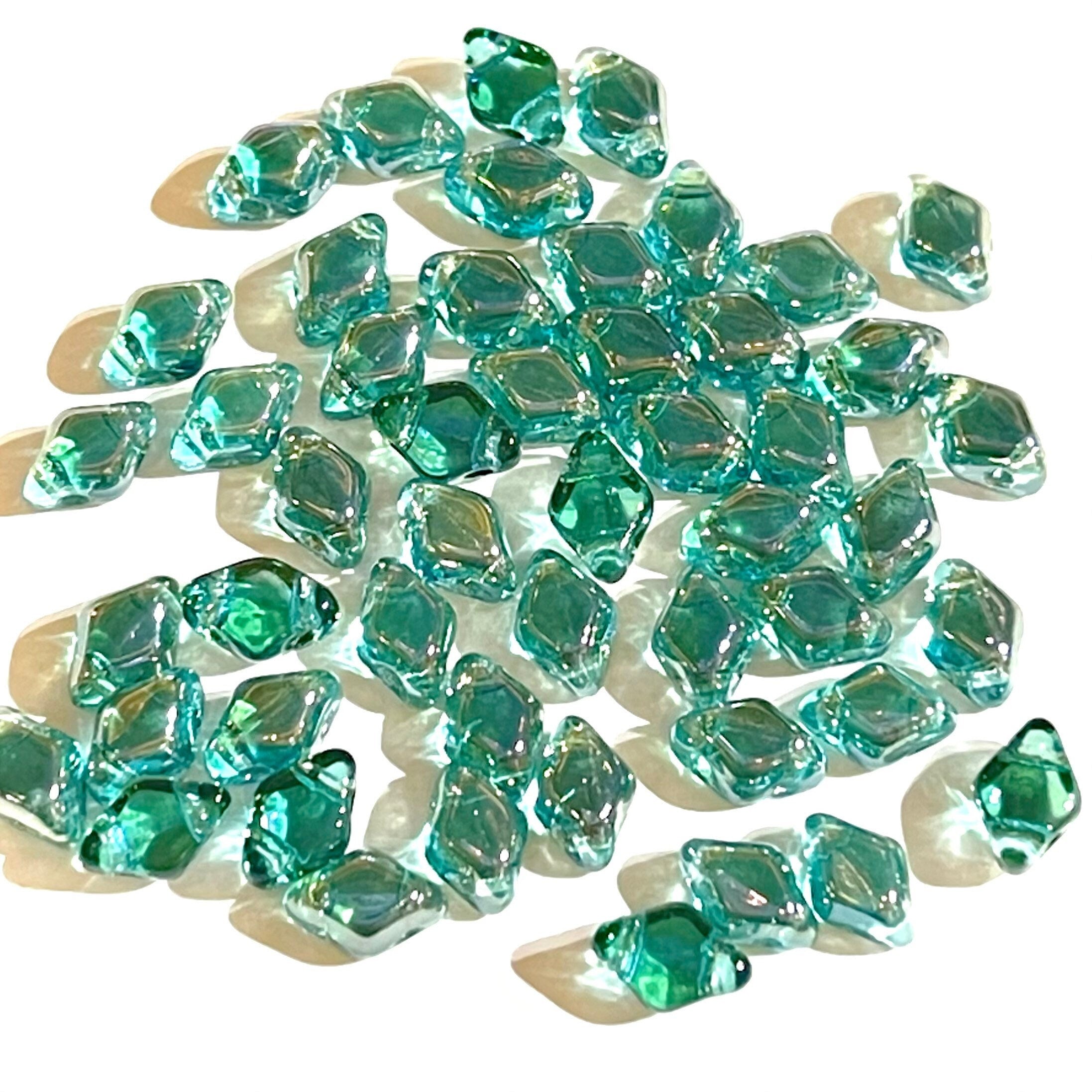 120pcs Czech MINI GemDuo beads - 2 hole beads - Aquamarine CLARIT - 6x4mm