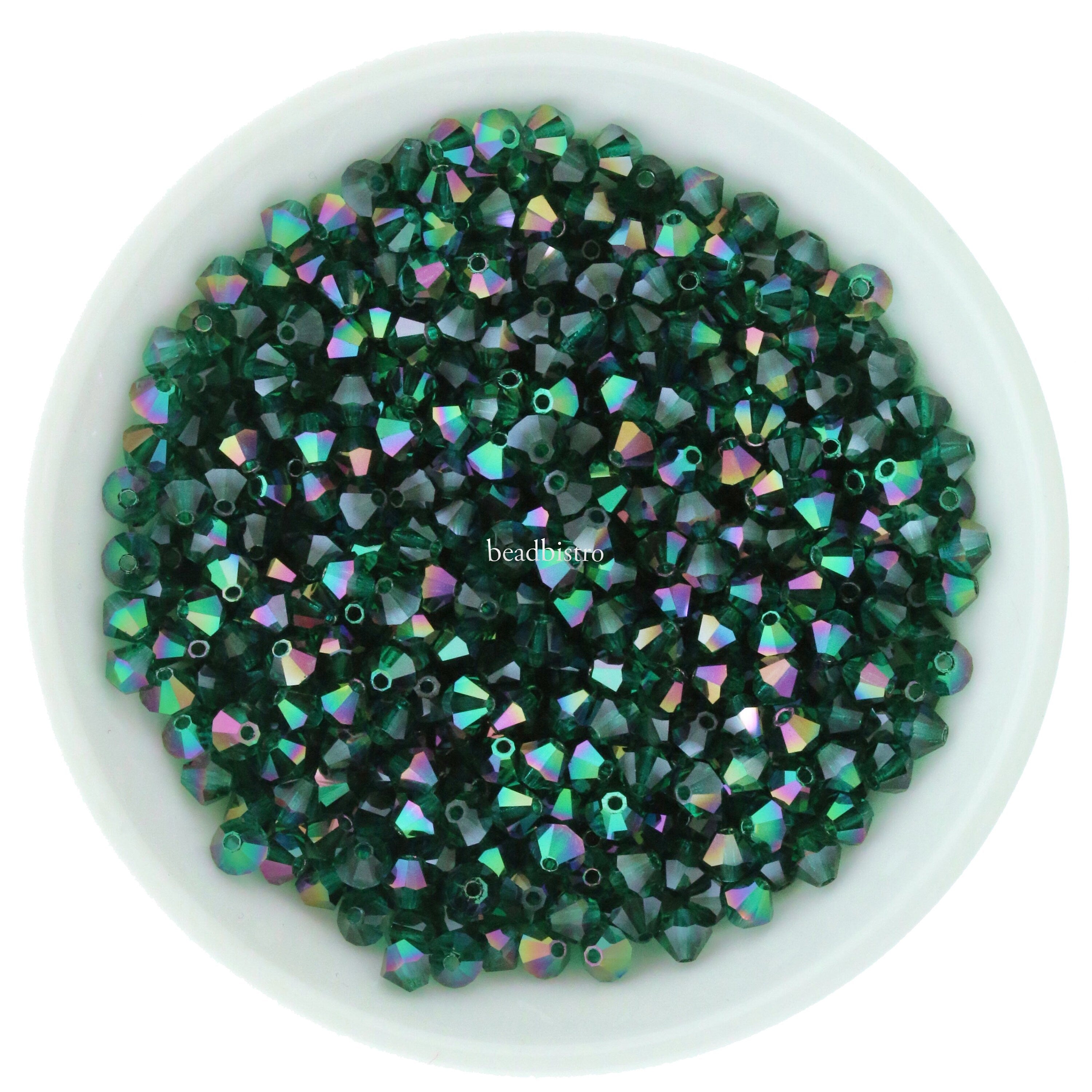 Preciosa Bicones Emerald Purple Haze 3mm, 4mm, 6mm Crystal Bicones