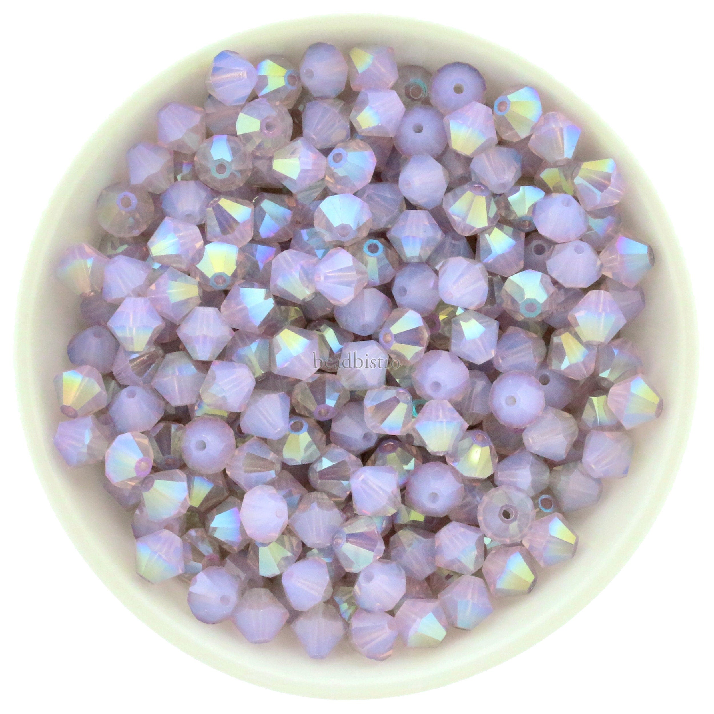 Preciosa Bicones Rose Opal Celadon 3mm, 4mm, 6mm Crystal Bicones