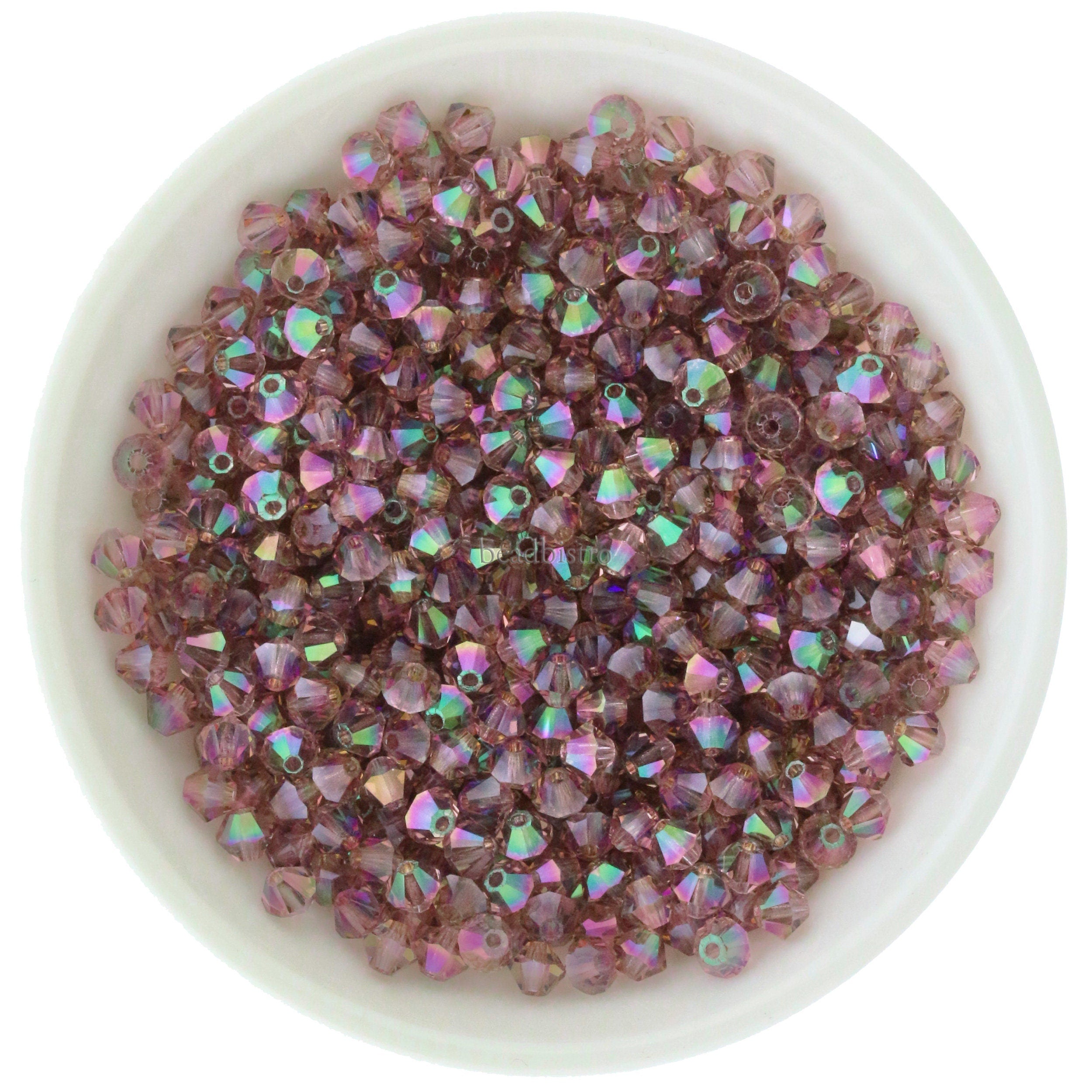 Preciosa Bicones Light Amethyst Purple Haze 3mm, 4mm, 6mm Crystal Bicones