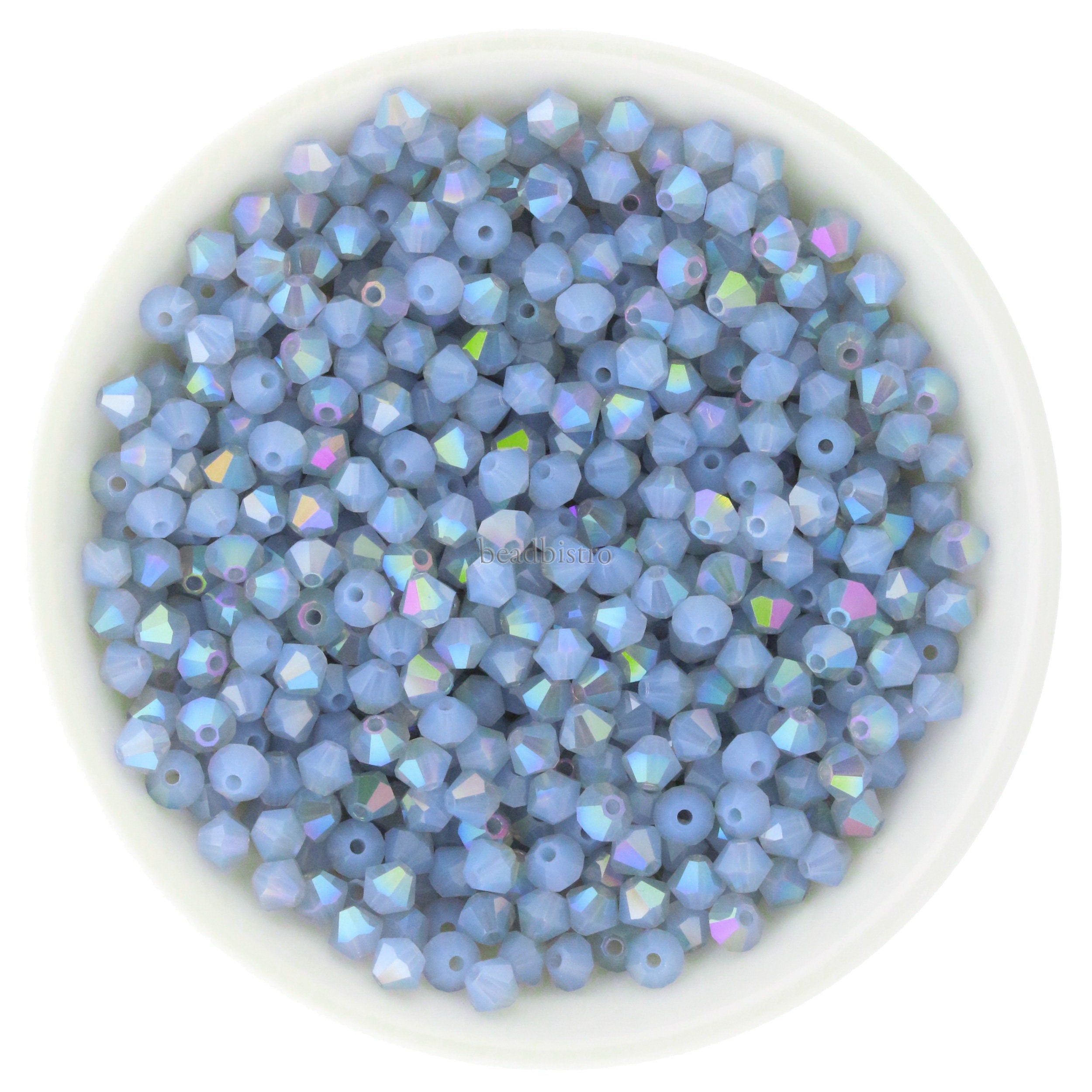 Preciosa Bicones Light Sapphire Opal Celadon 3mm, 4mm, 6mm Crystal Bicones