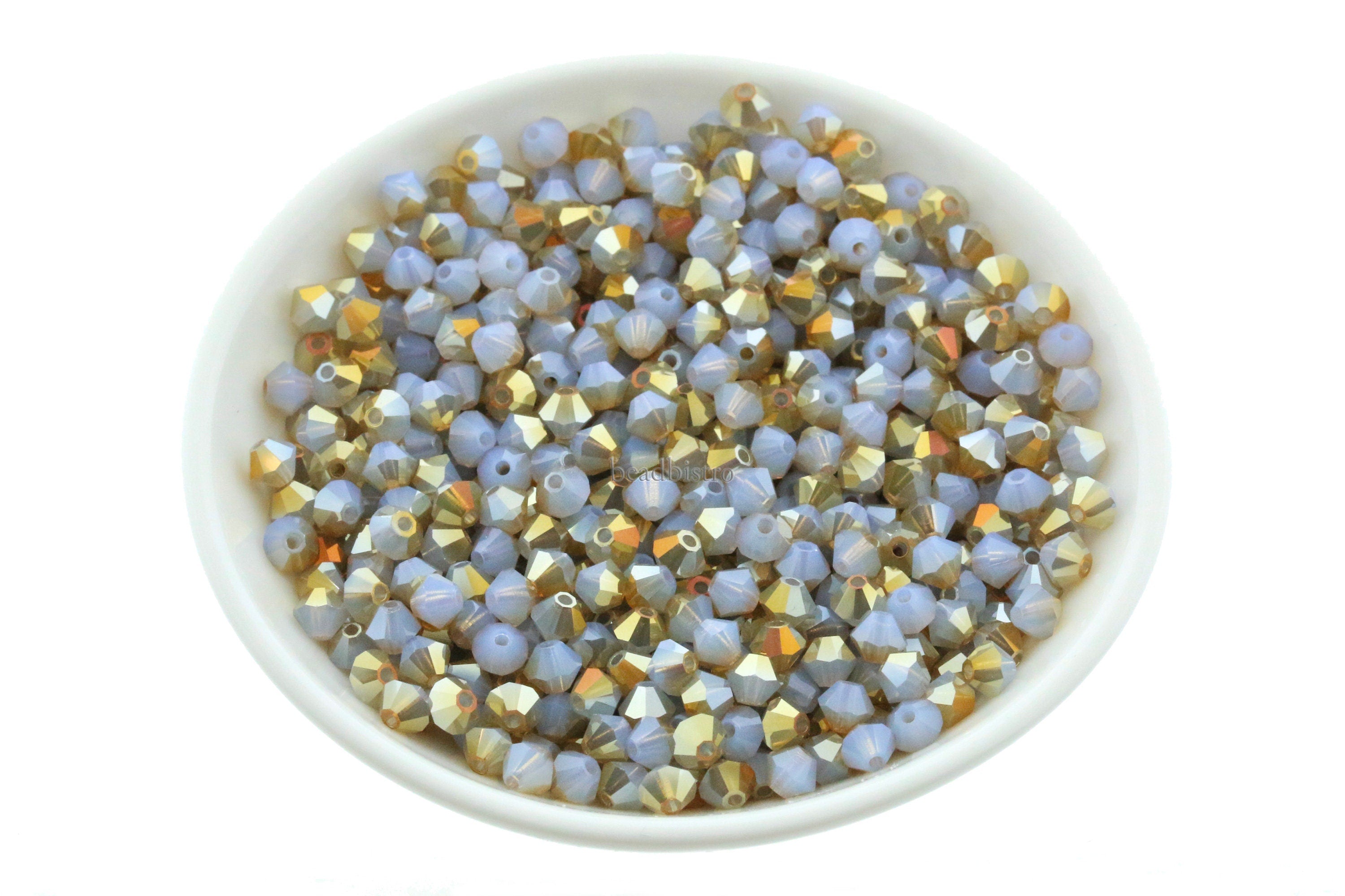 Preciosa Bicones Light Sapphire Opal Brandy 3mm, 4mm, 6mm Crystal Bicones