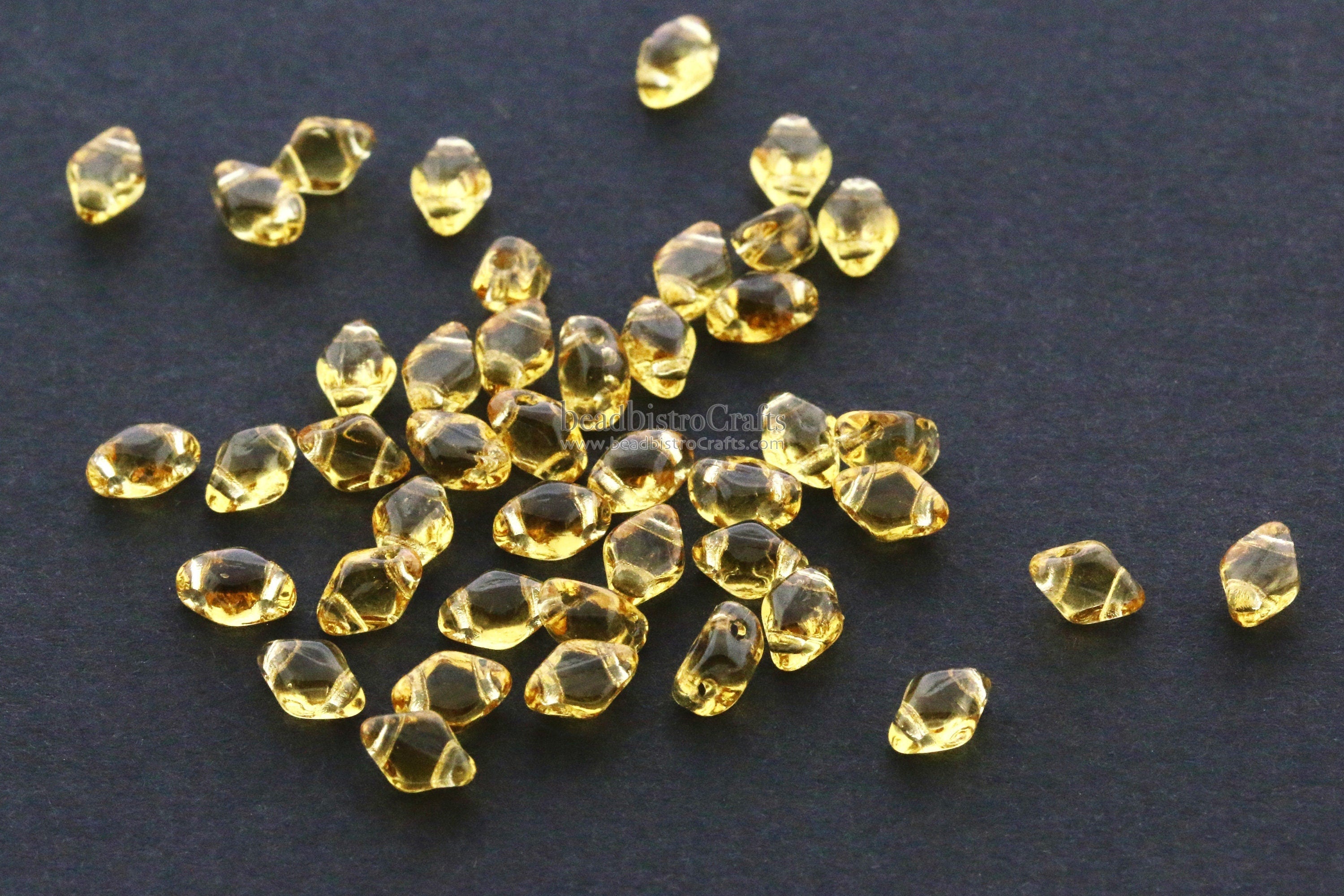 120pcs Czech MINI GemDuo beads - 2 hole beads - Topaz - 6x4mm