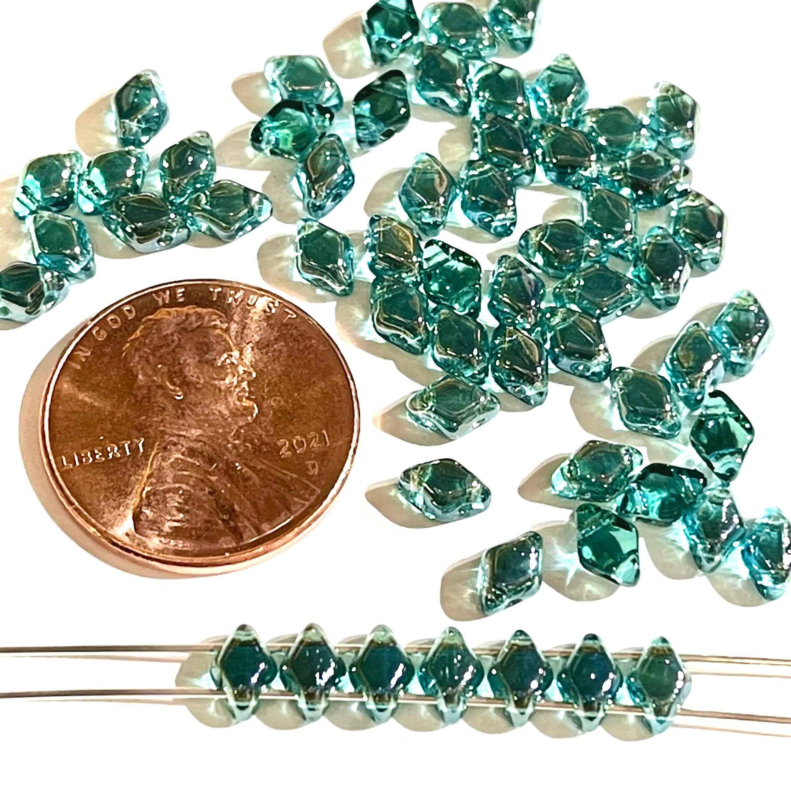 120pcs Czech MINI GemDuo beads - 2 hole beads - Aquamarine CLARIT - 6x4mm