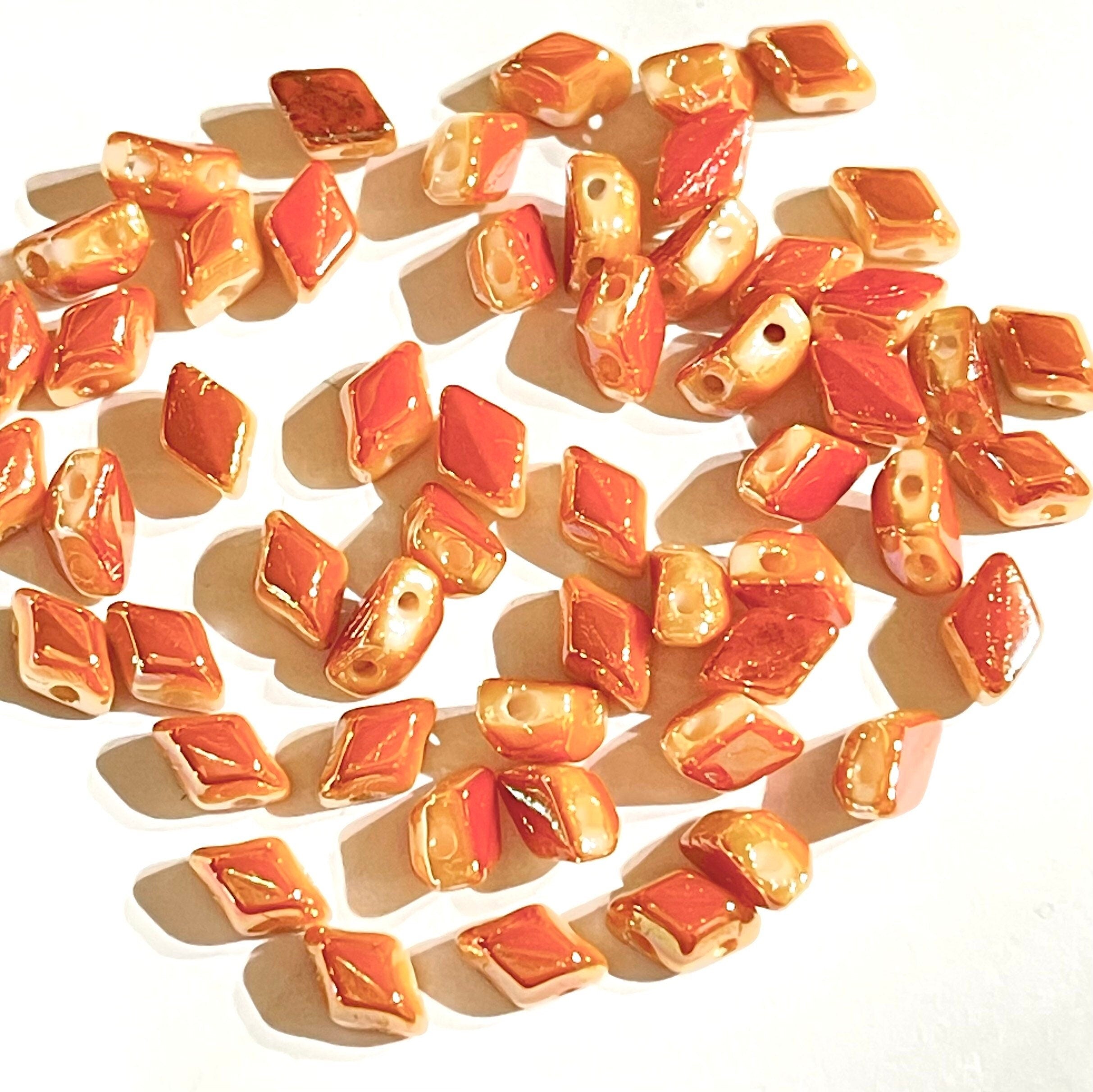 120pcs Czech MINI GemDuo beads - 2 hole beads - Chalk FULL APRICOT - 6x4mm