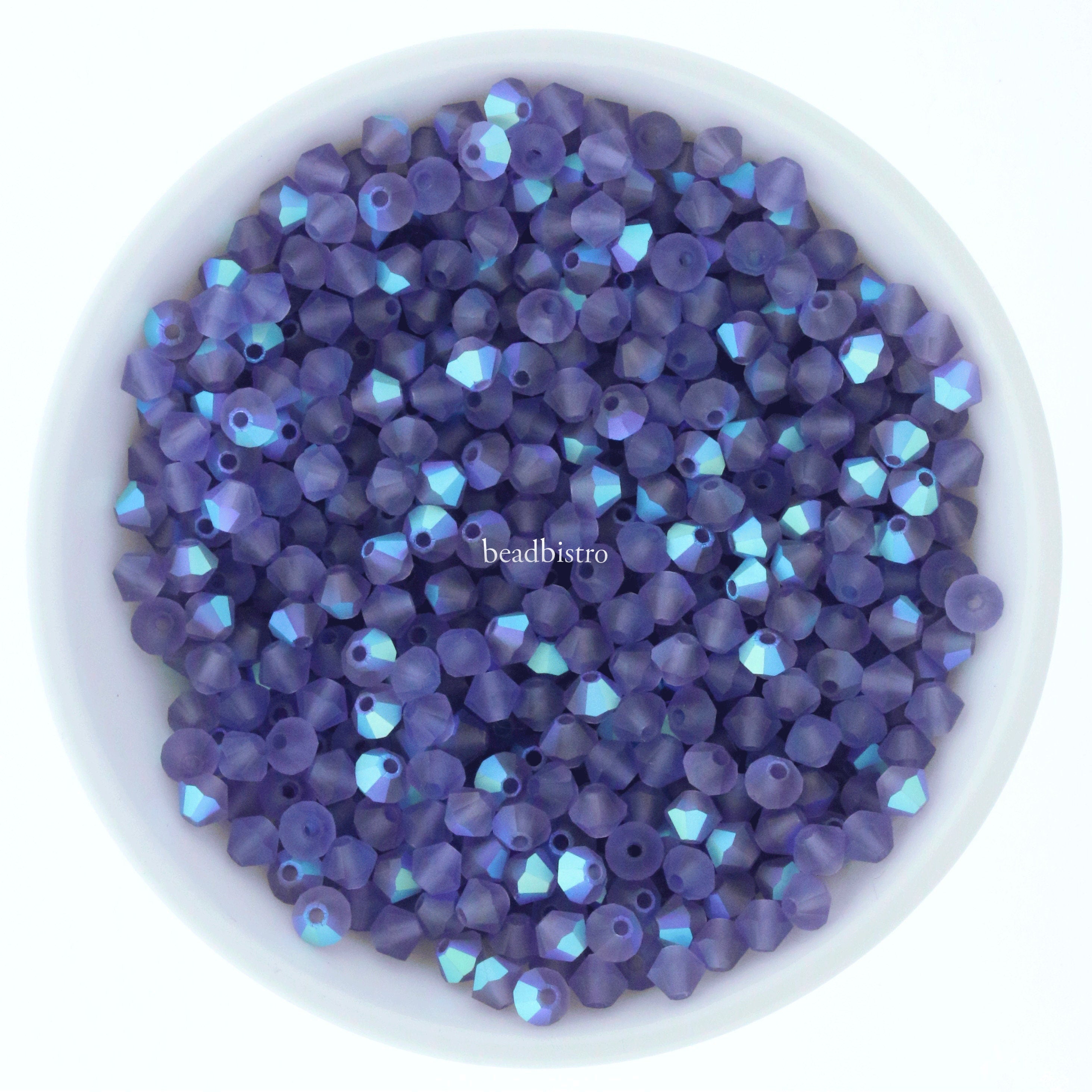 Preciosa Bicones Tanzanite AB Matte 3mm, 4mm, 6mm Crystal Bicones