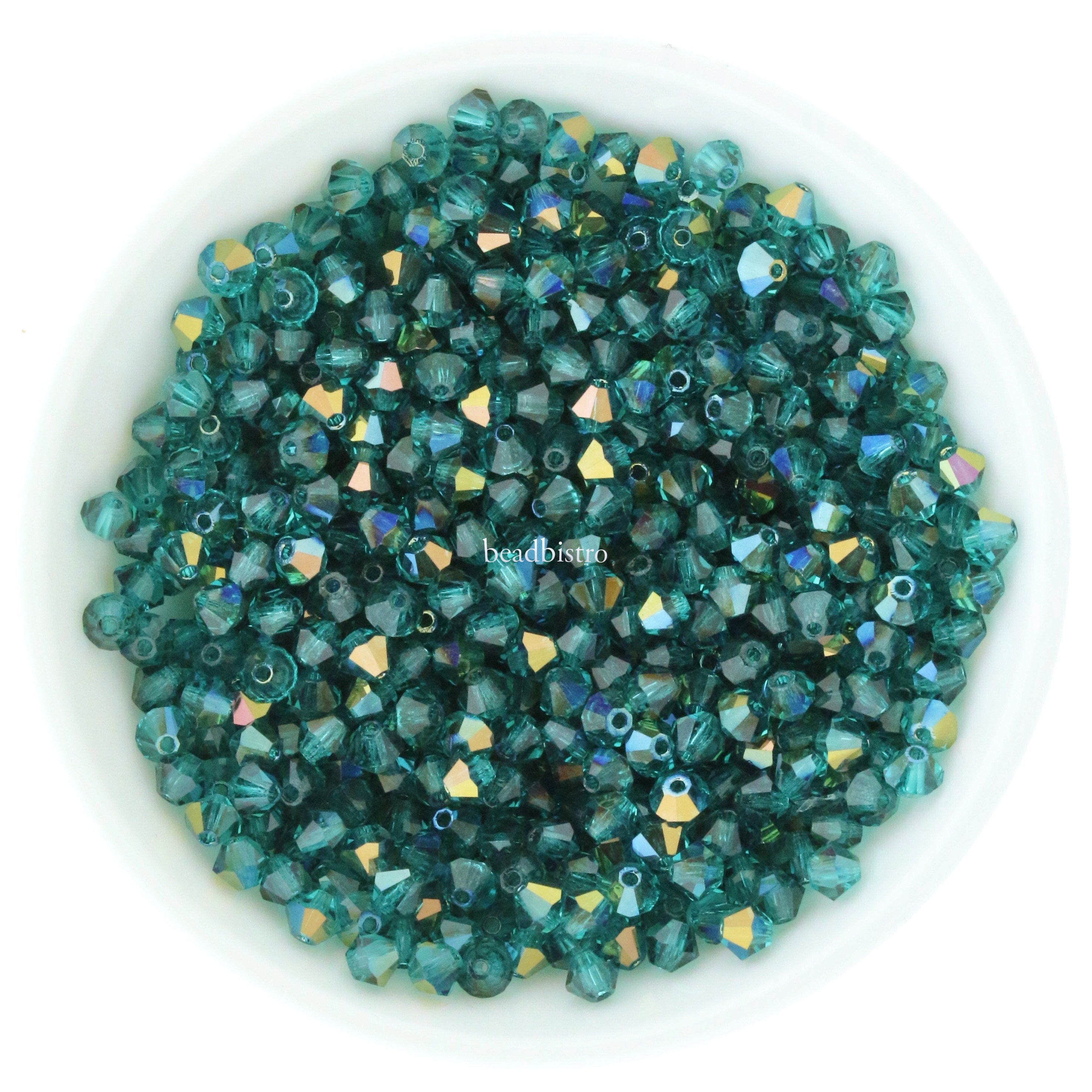 Preciosa Bicones Blue Zircon Starlight 3mm, 4mm, 6mm Crystal Bicones