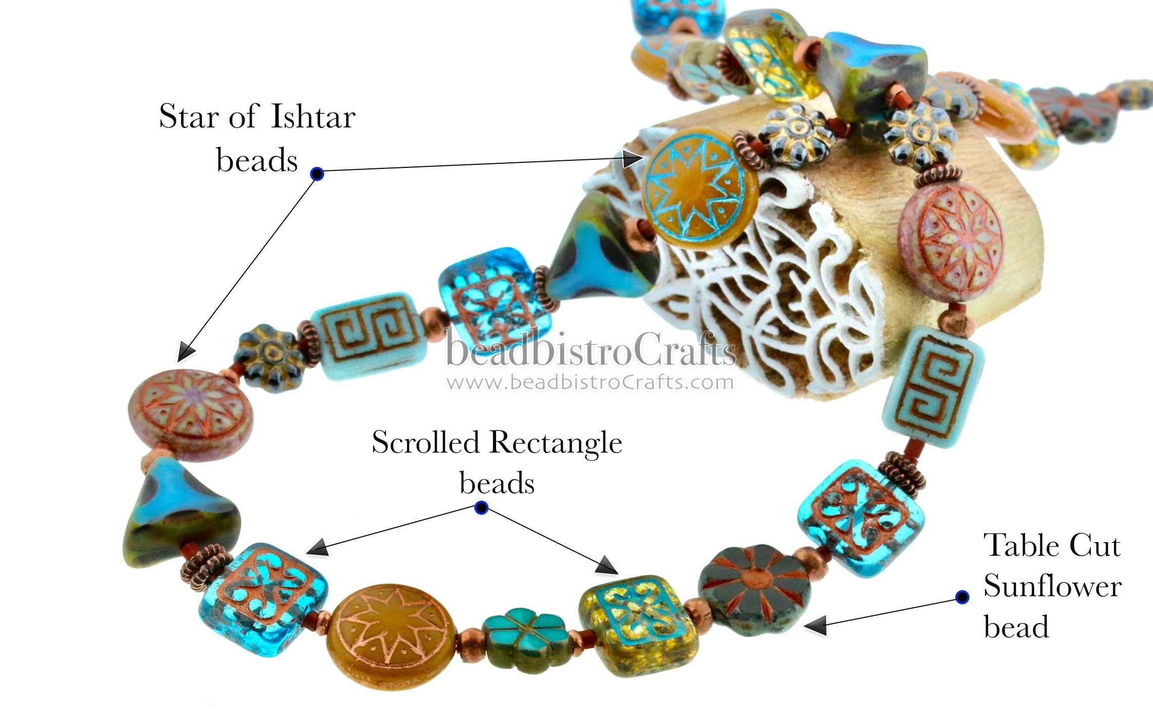 6pcs Czech Star of Ishtar beads - pressed Czech glass puffed coins - Opaque Green Turquoise with DARK BRONZE wash - 13mm