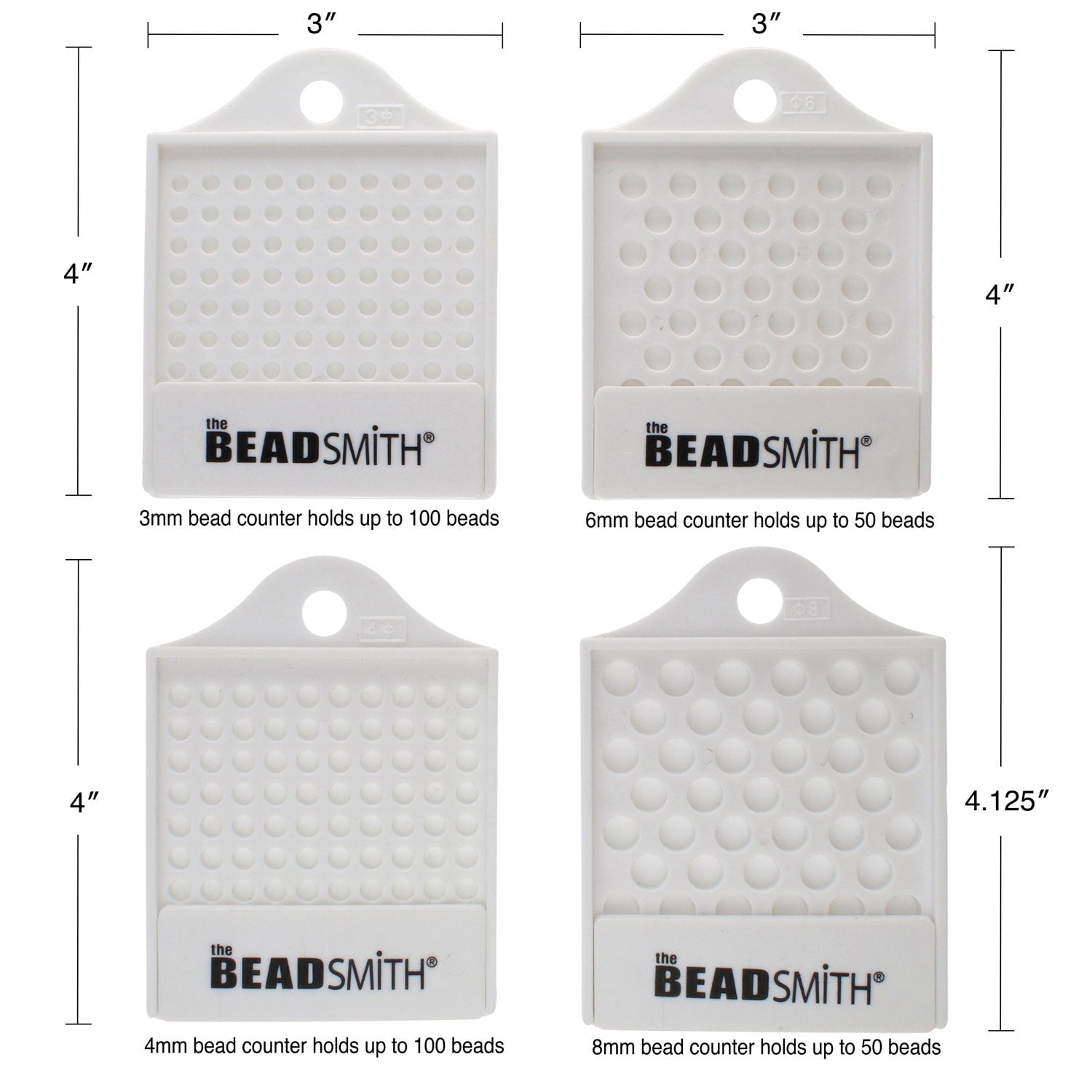 Beadsmith Bead Counter 4 Piece Set 3, 4, 6, 8MM Bead Counter Tool, Perfect for Crystal, Seed Beads and more.