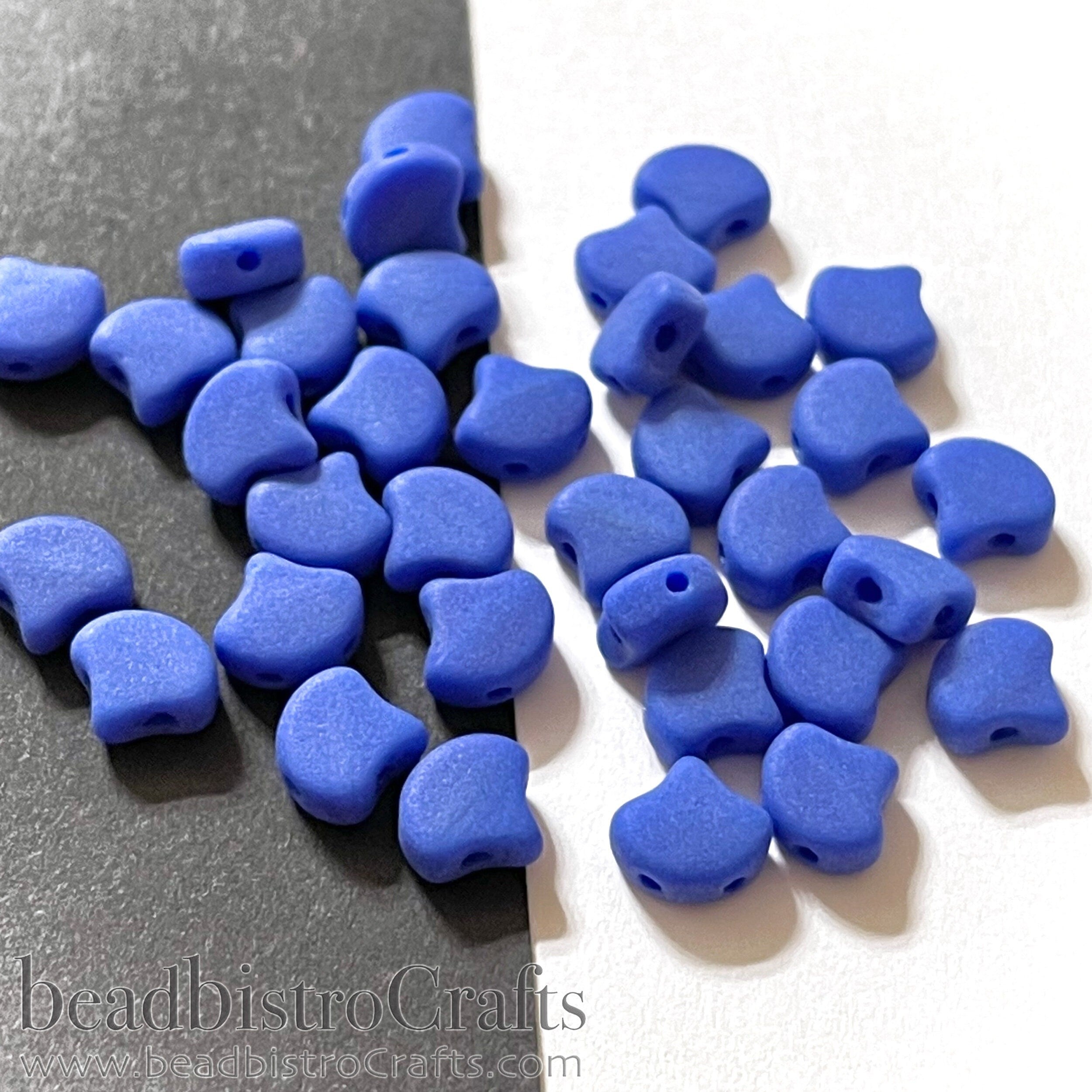 30pcs Czech 2-hole GINKO beads - Ginko Duo - MATTE Opaque Blue * Ginko bead - 7.5x7.5mm