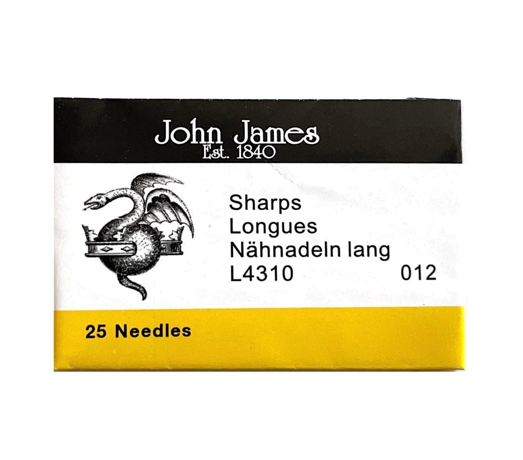 John James Sharp Beading Needles Size 12 - 25 Beading Needles