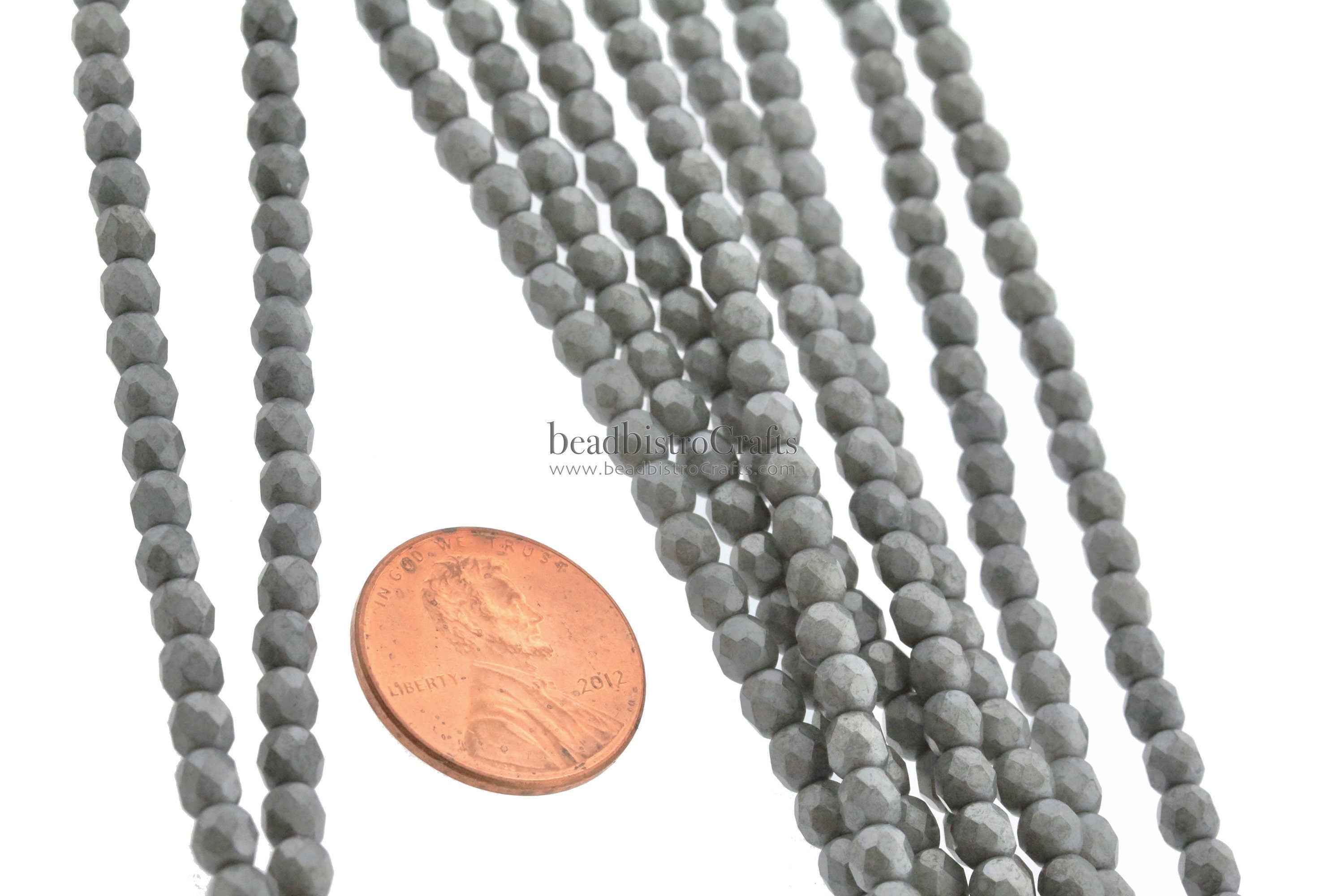 4mm Stone Grey beads - 50 or 200pcs Czech glass Firepolish bead - Chalk Semi-MATTED STONE GREY Luster - 4mm Facetted Fire polish