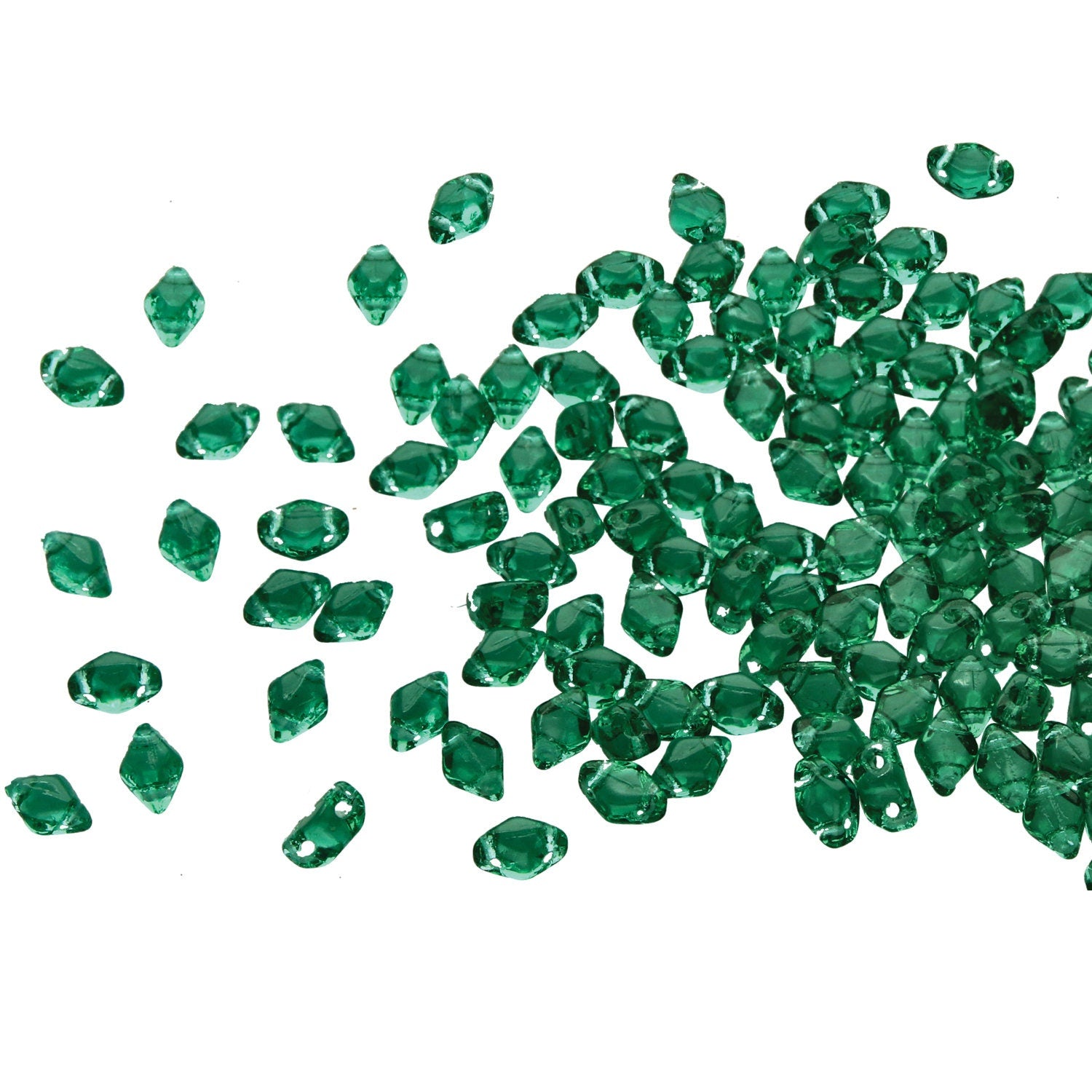 120pcs Czech MINI GemDuo beads - 2 hole beads - Emerald - 6x4mm