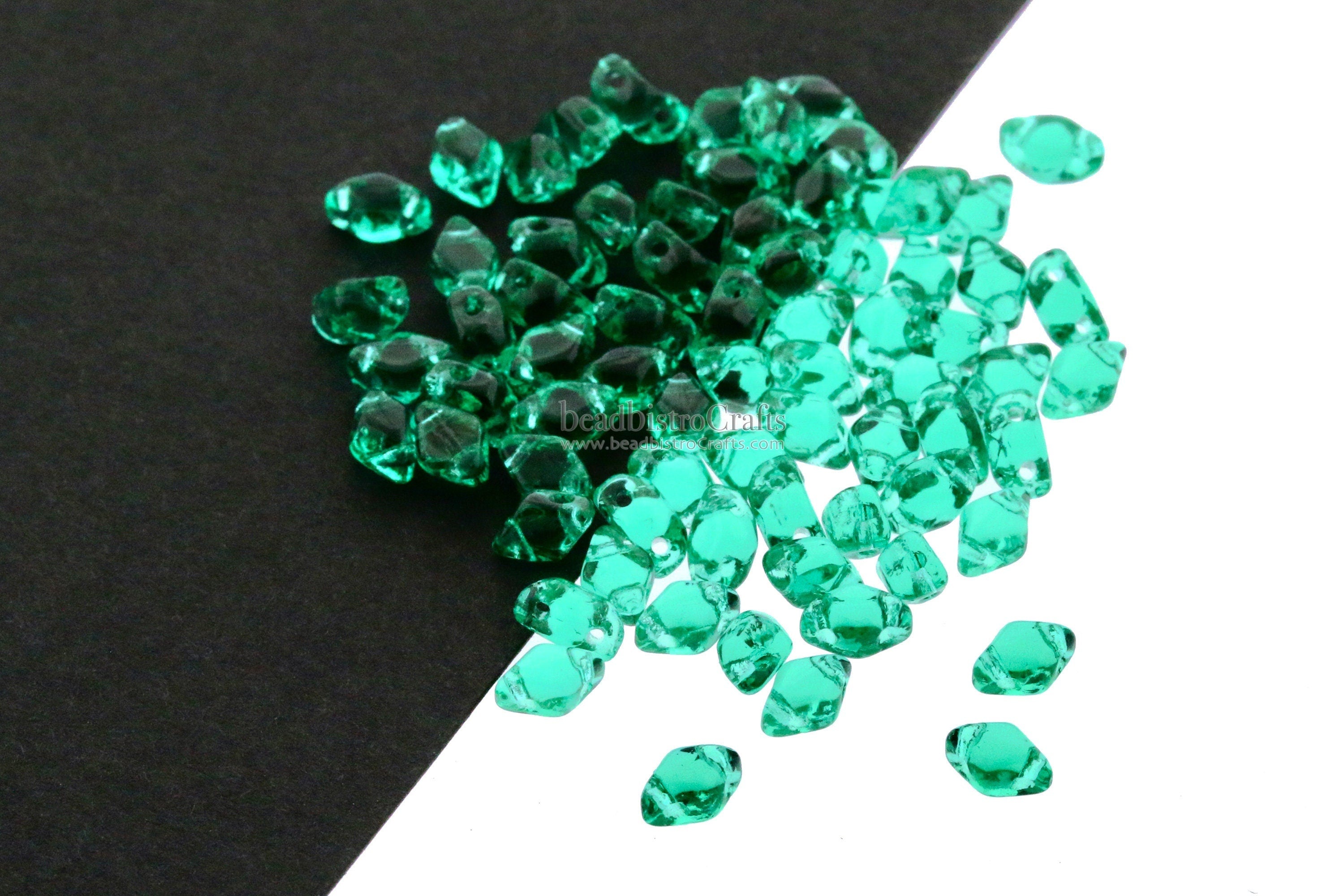 120pcs Czech MINI GemDuo beads - 2 hole beads - Emerald - 6x4mm