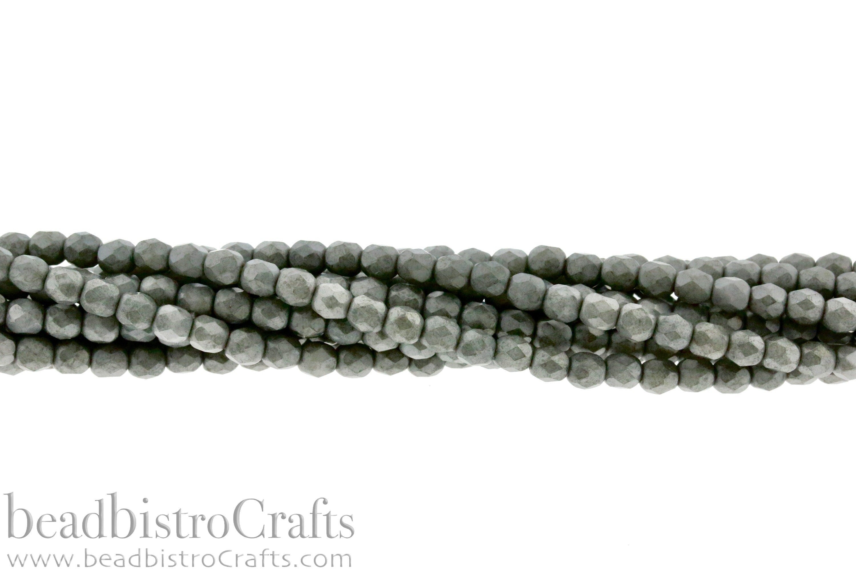 4mm Stone Grey beads - 50 or 200pcs Czech glass Firepolish bead - Chalk Semi-MATTED STONE GREY Luster - 4mm Facetted Fire polish