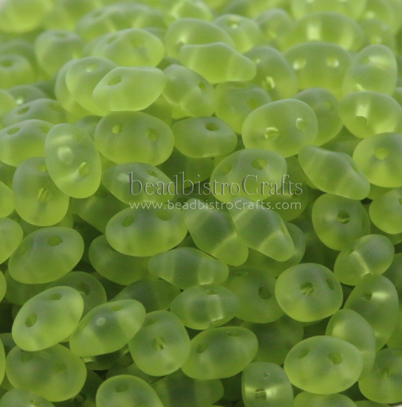 10g Czech Glass SuperDuo 2-hole Beads - Transparent MATTE Olivine * 2.5x5mm