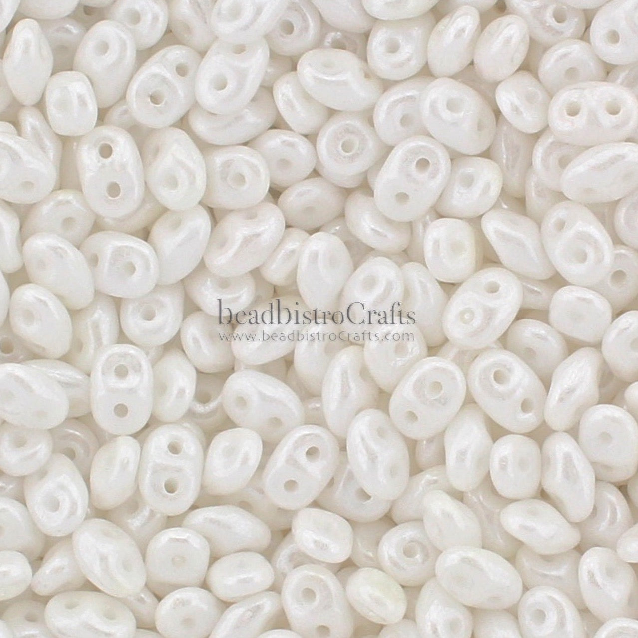 10g/20g Czech SuperDuo 2-hole Beads - White LUSTER * 2.5x5mm