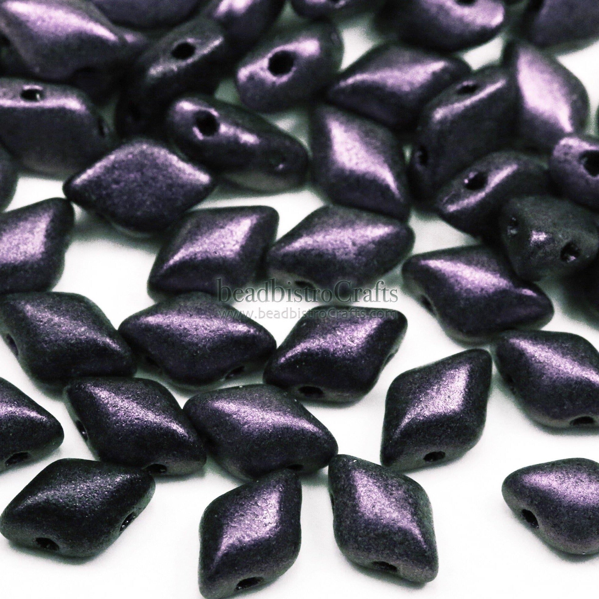 70pcs Czech GEMDUO beads - 2 hole beads - POLYCHROME BLACK Currant - 8x5mm