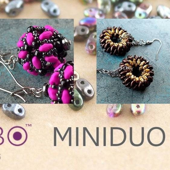 10g Czech MINIDuo 2 hole beads Jet BRONZE 2x4mm