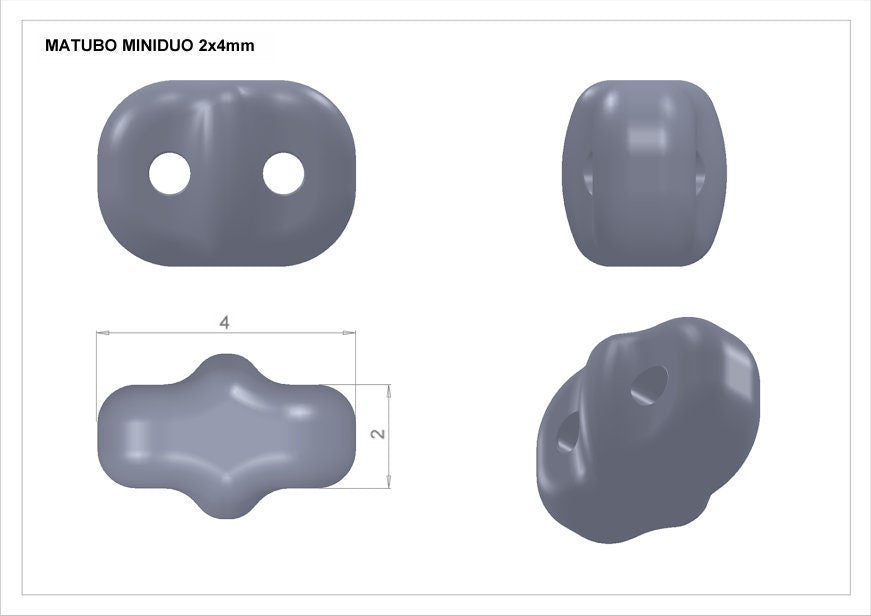 10g Czech MINIDuo 2 hole beads NEBULA Opaque Olive MATTE 2x4mm