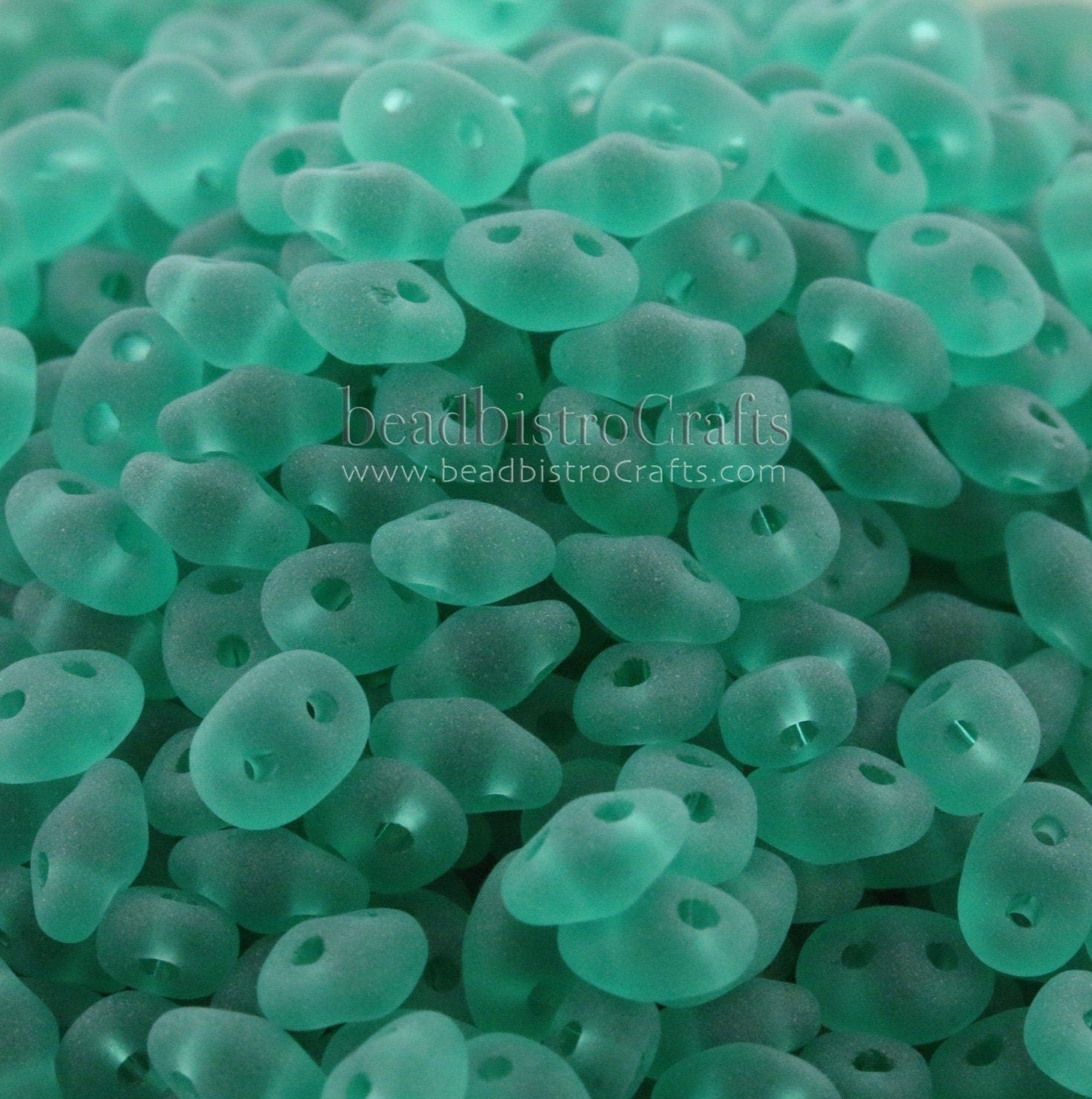 10g Czech Glass SuperDuo 2-hole Beads - Transparent MATTE Emerald * 2.5x5mm